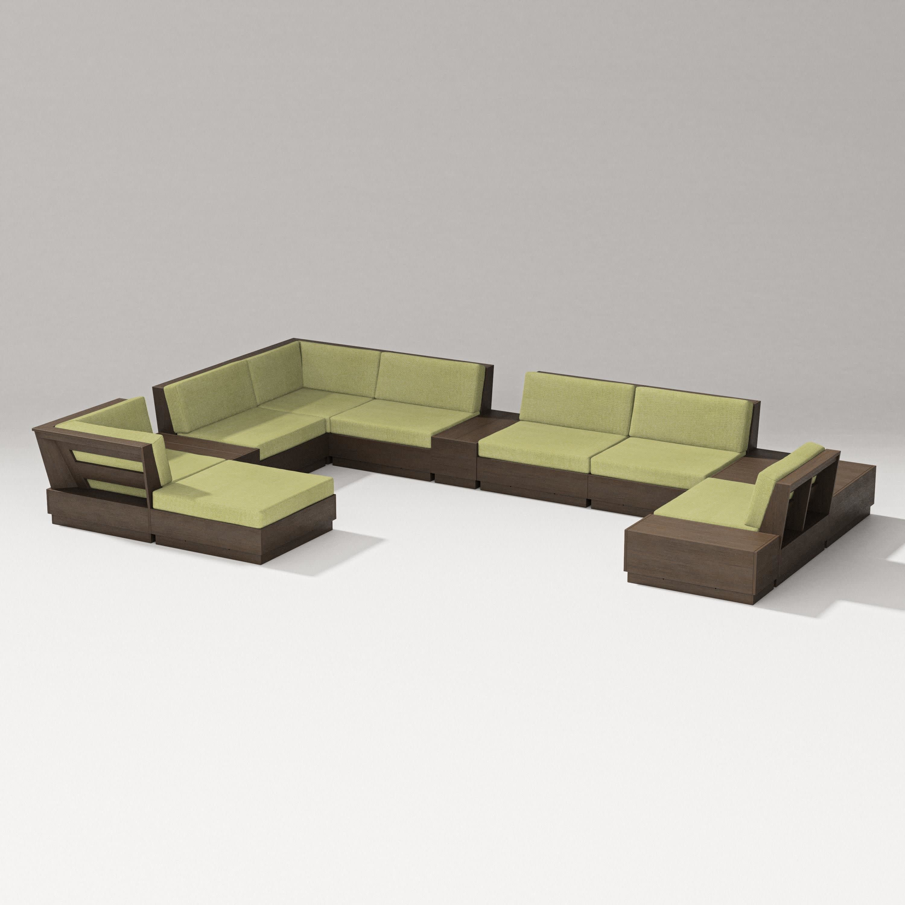 Elevate 12-Piece Conversation Sectional Set in Kona / Chartreuse Boucle