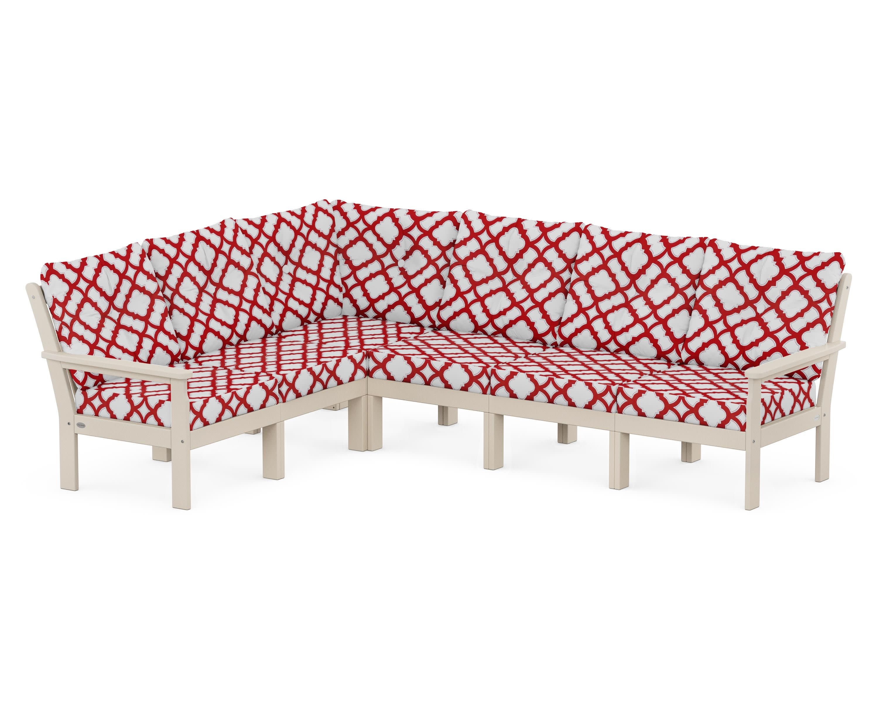 Vineyard 6-Piece Sectional in Sand / Trellis Crimson