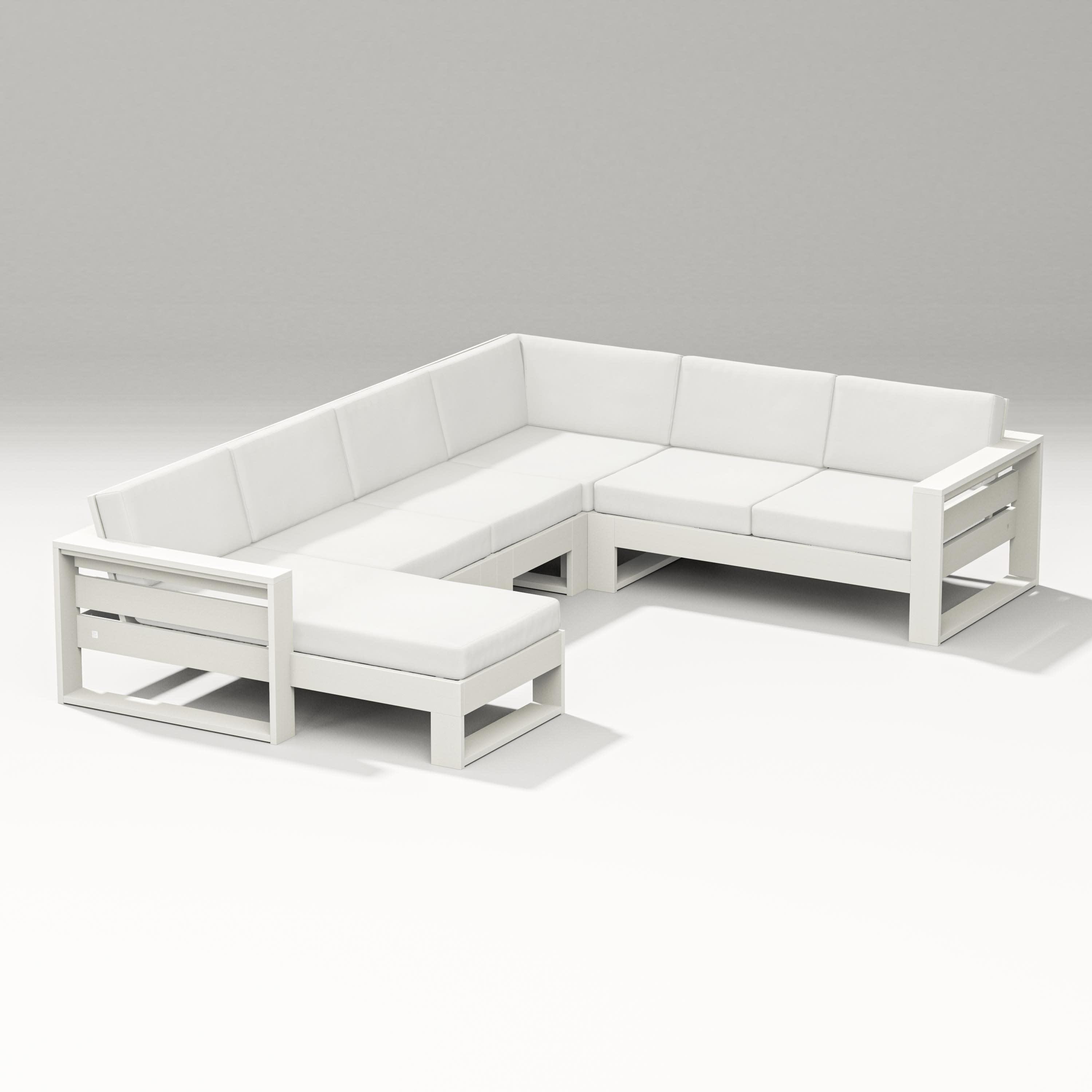 Latitude Corner Sectional with Left Chaise in Vintage White / Natural Linen