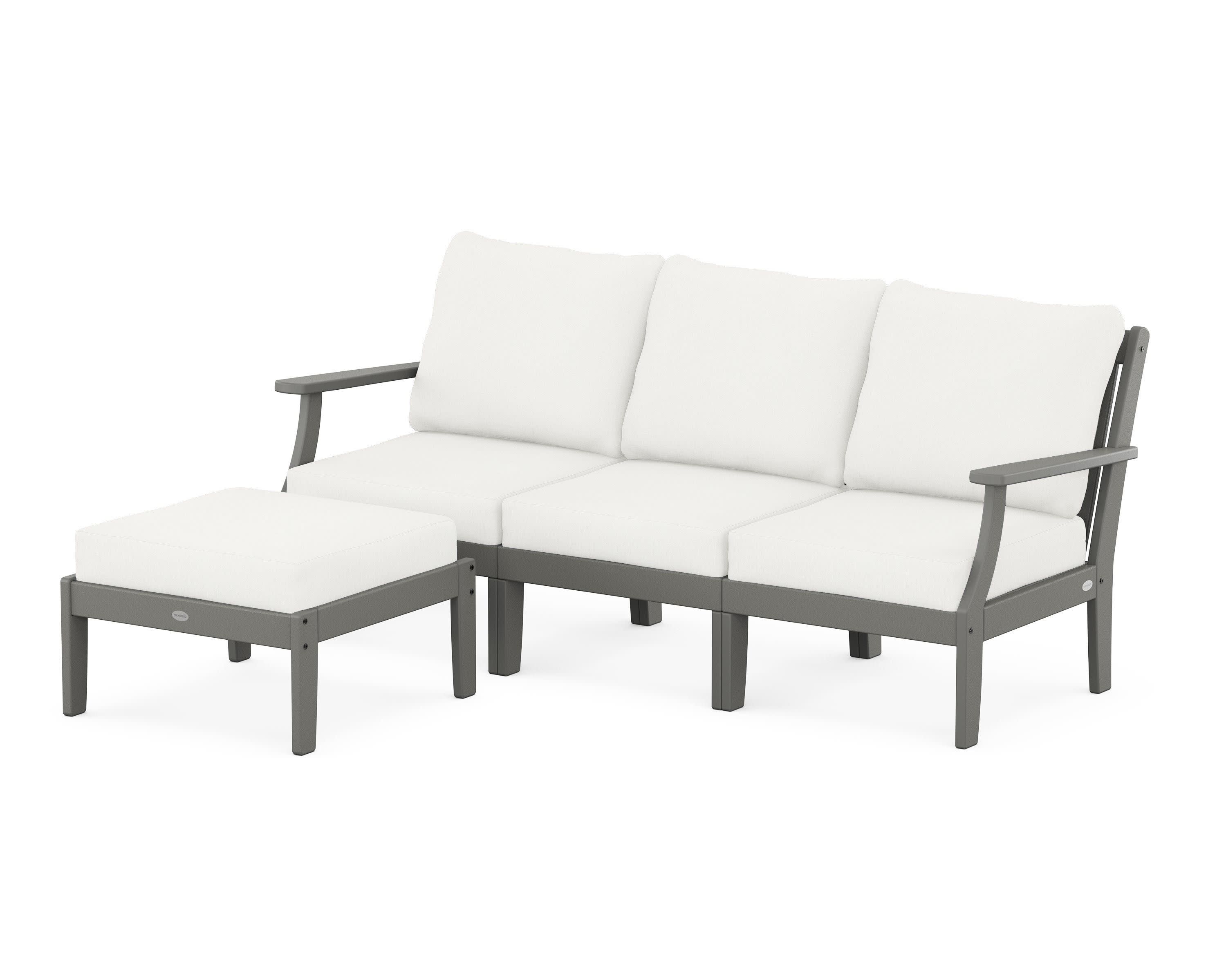 Braxton Modular 4-Piece Deep Seating Set with Ottoman in Slate Grey / Natural Linen
