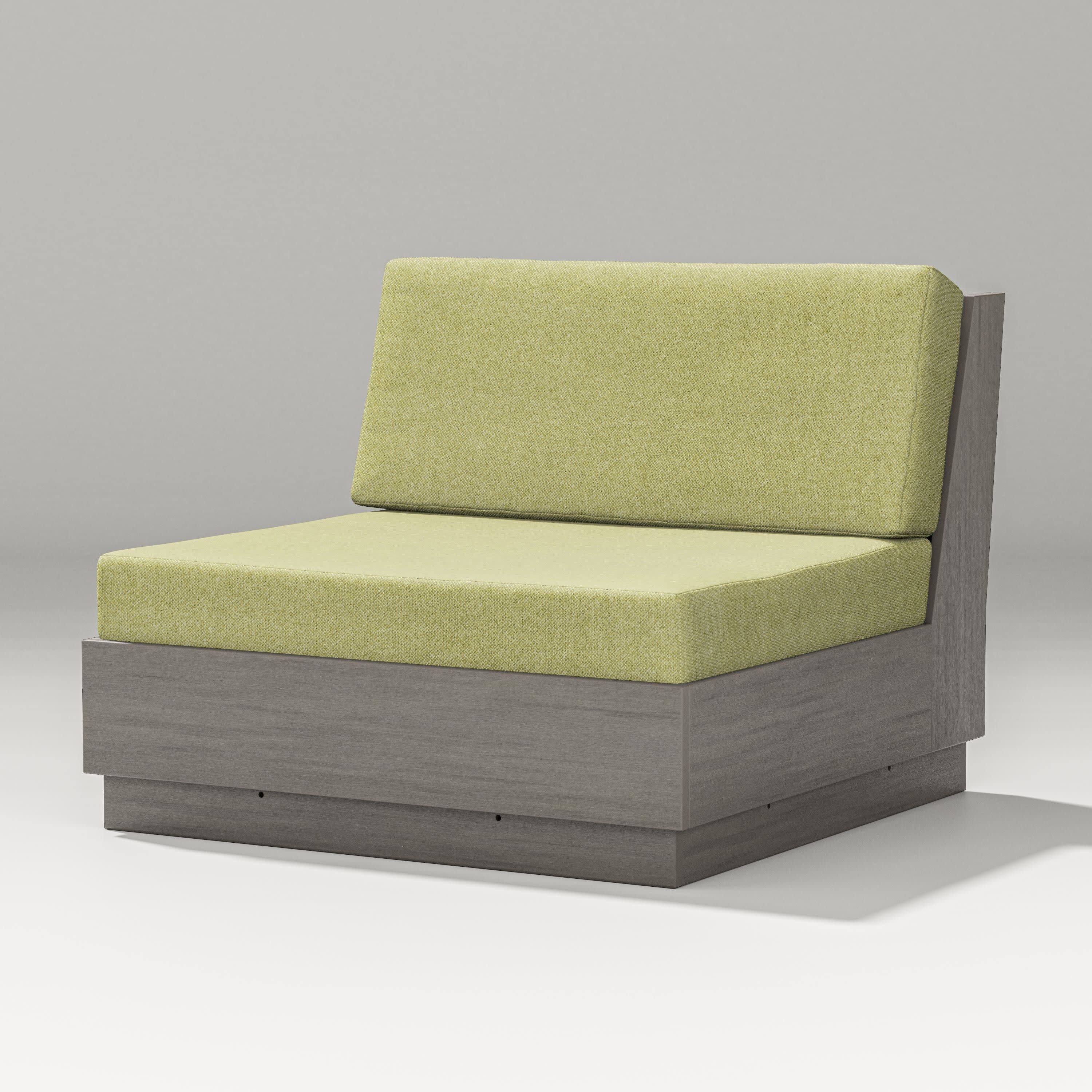 Elevate Modular Armless Chair in Driftwood / Chartreuse Boucle