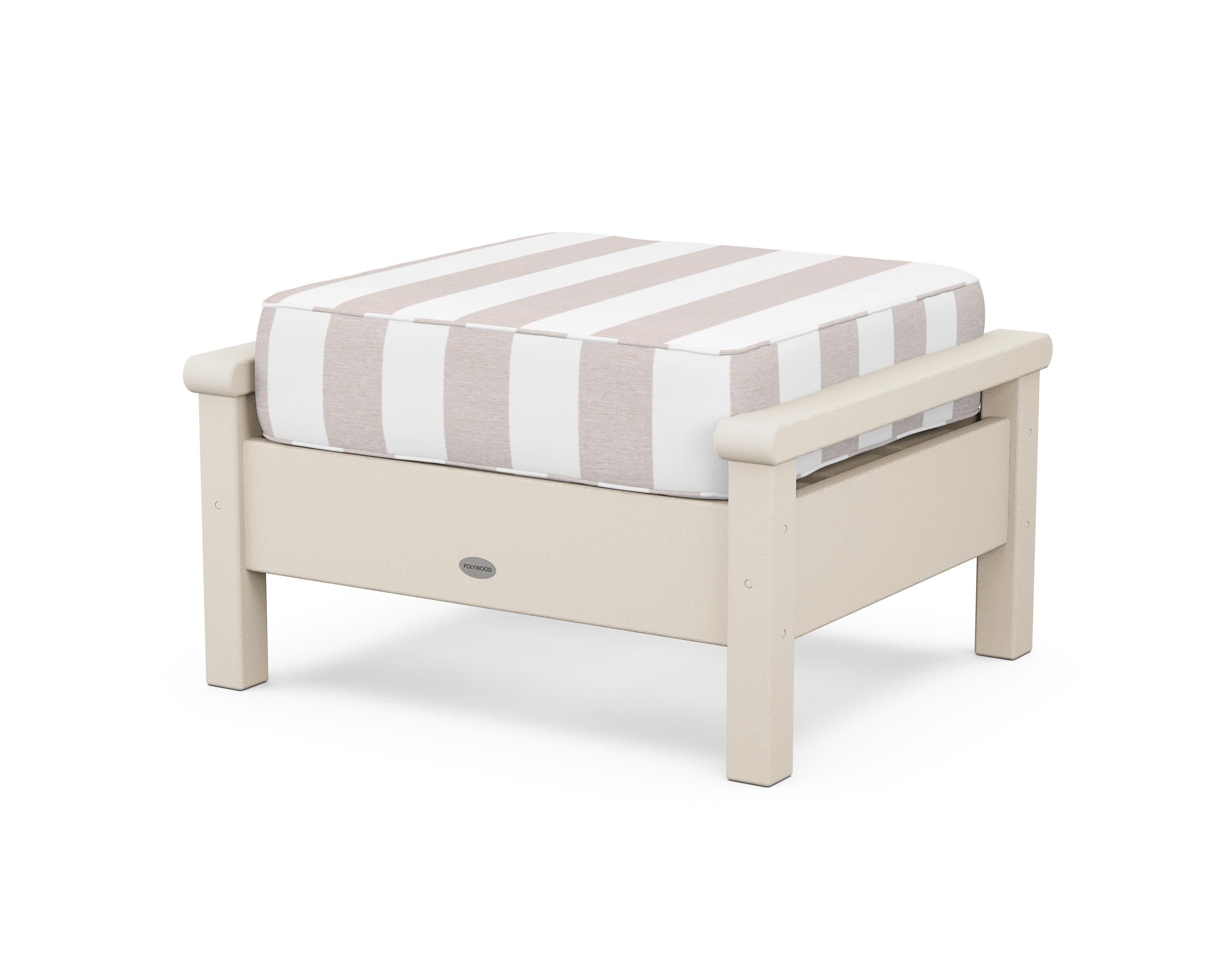 Harbour Deep Seating Ottoman in Sand / Cabana Stripe Dune Burlap