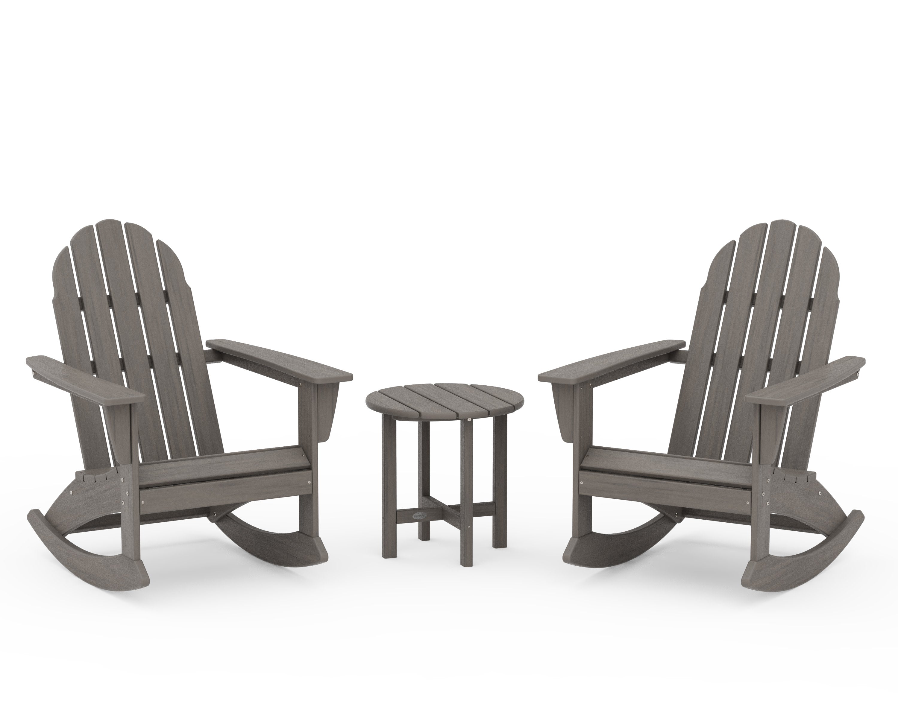 Vineyard 3-Piece Adirondack Rocking Chair Set in Driftwood