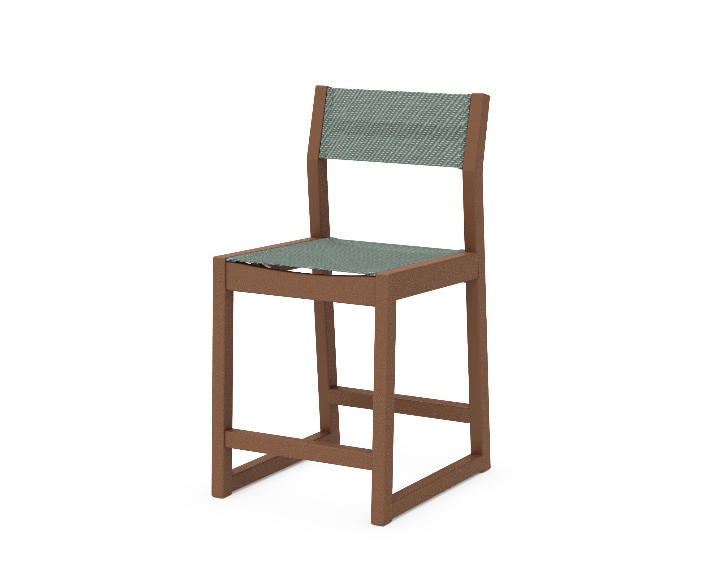 EDGE Sling Counter Side Chair in Teak / Dupioni Sea Mist Sling