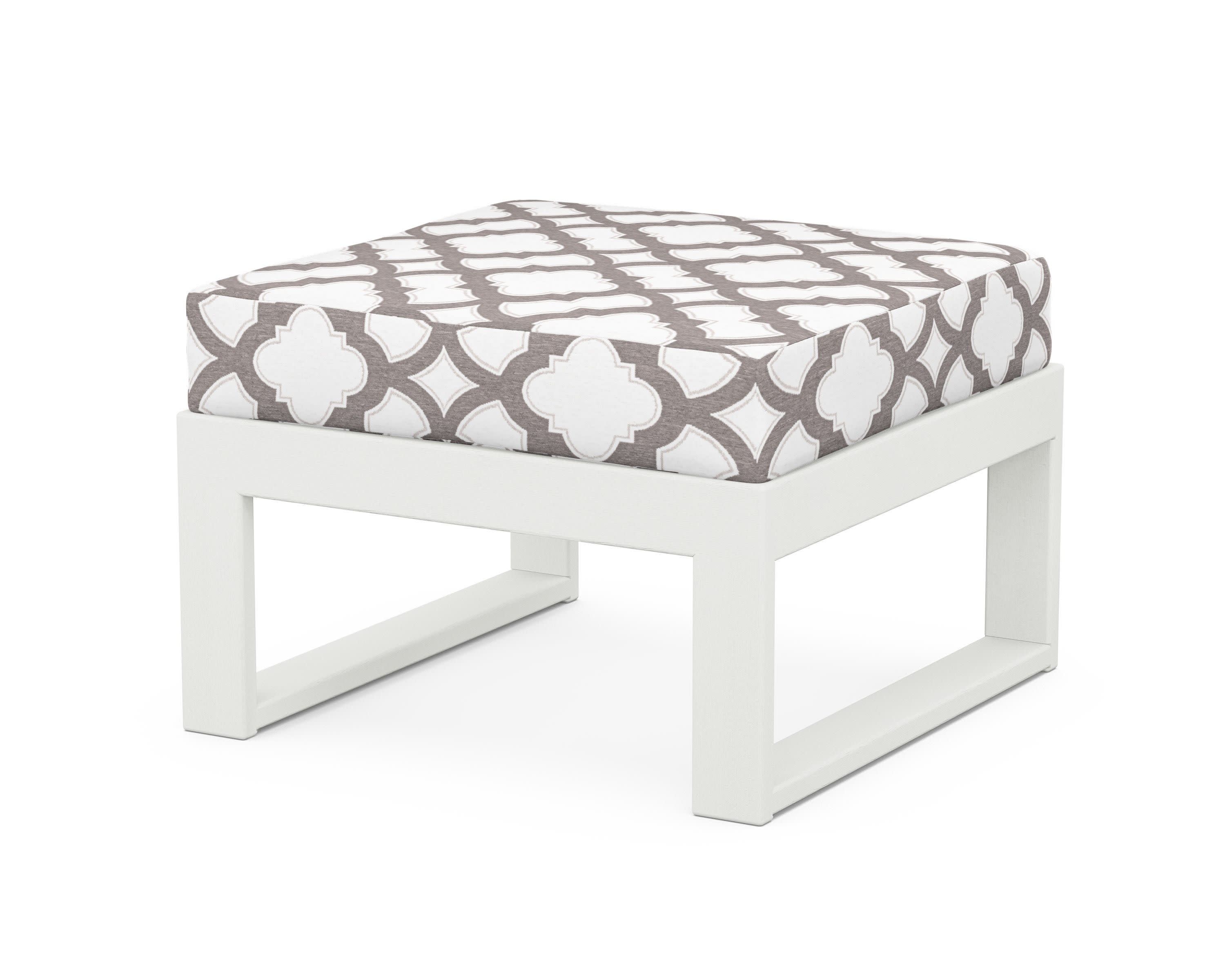 Modular Ottoman - Modern in Vintage White / Trellis Grey Mist