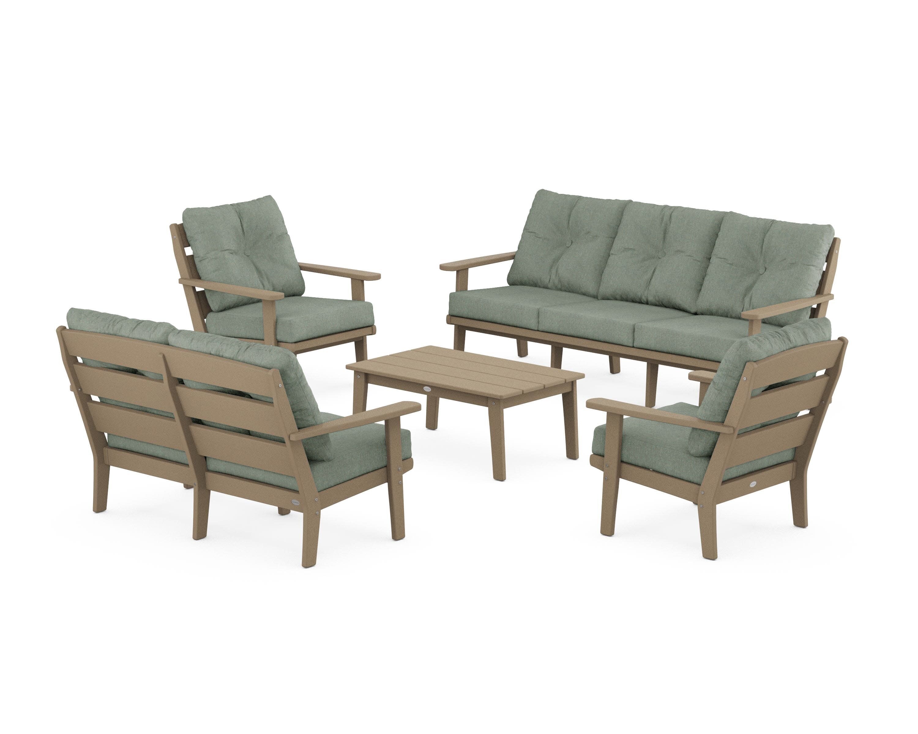 Lakeside 5-Piece Lounge Sofa Set in Vintage Sahara / Cast Sage