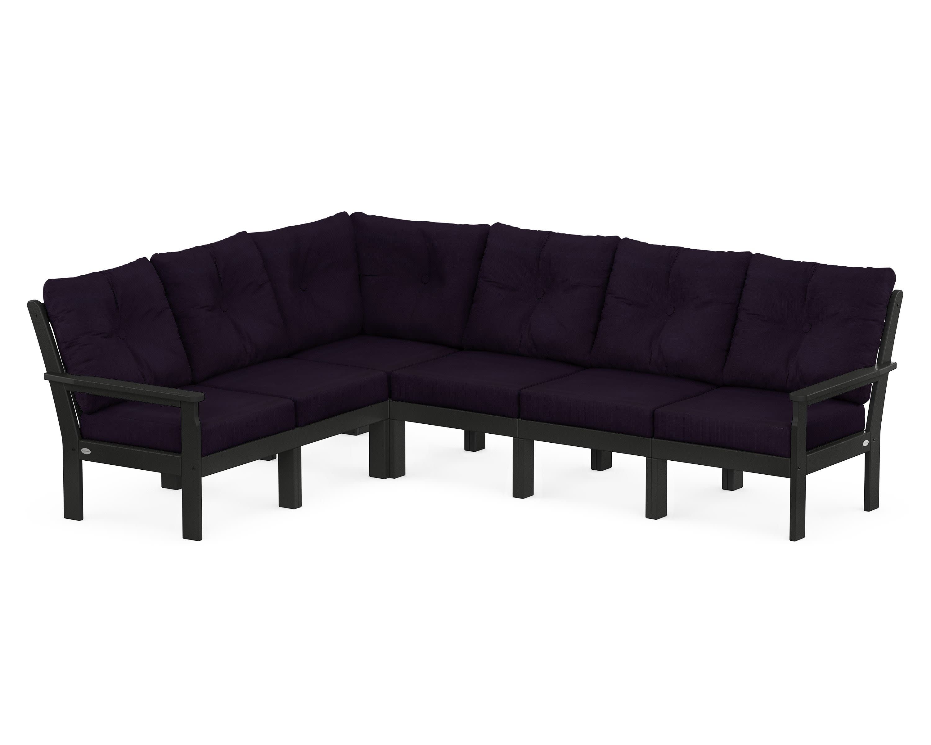 Vineyard 6-Piece Sectional in Black / Navy Linen