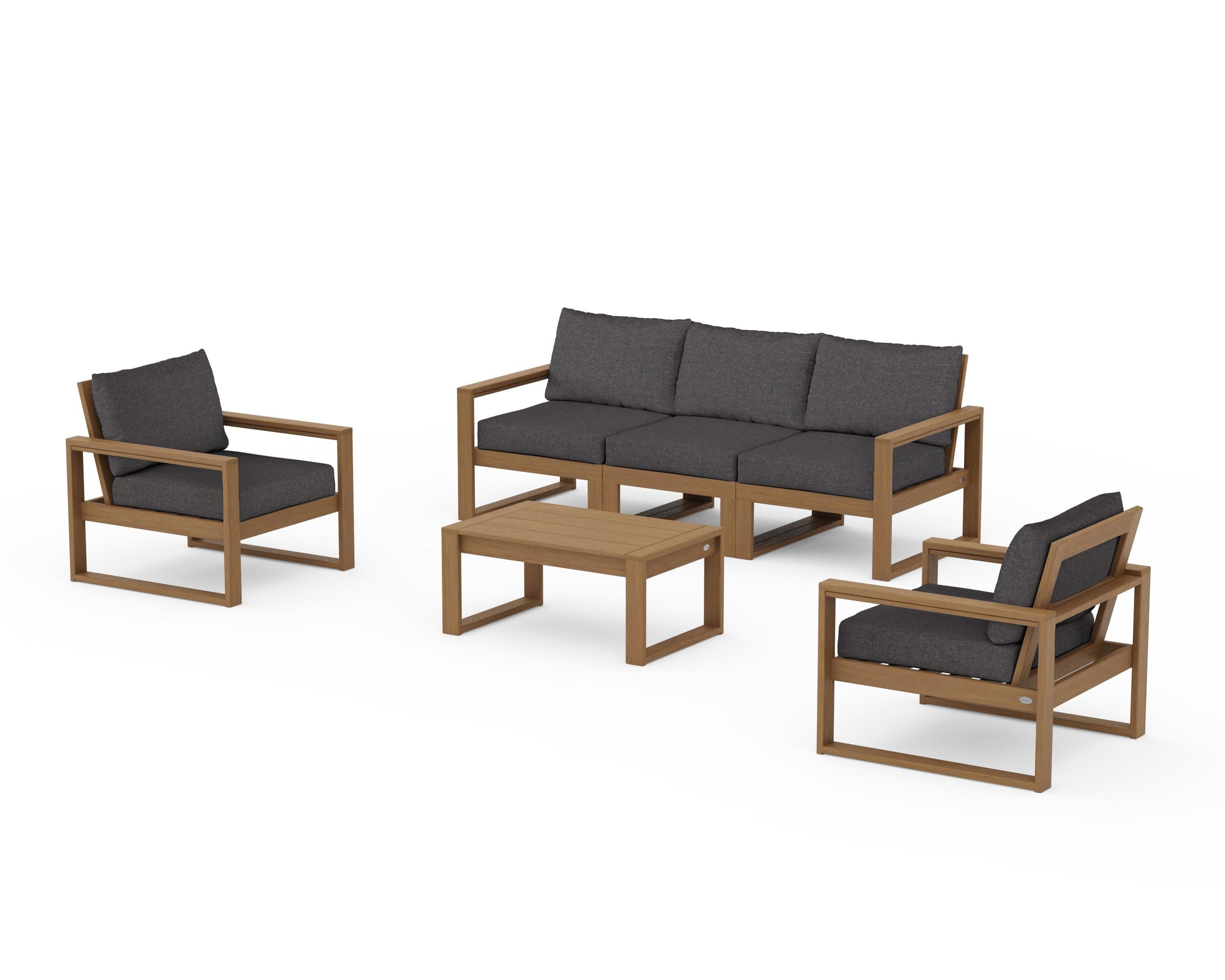 EDGE Sectional 4-Piece Deep Seating Set with Sofa in Natural / Ash Charcoal