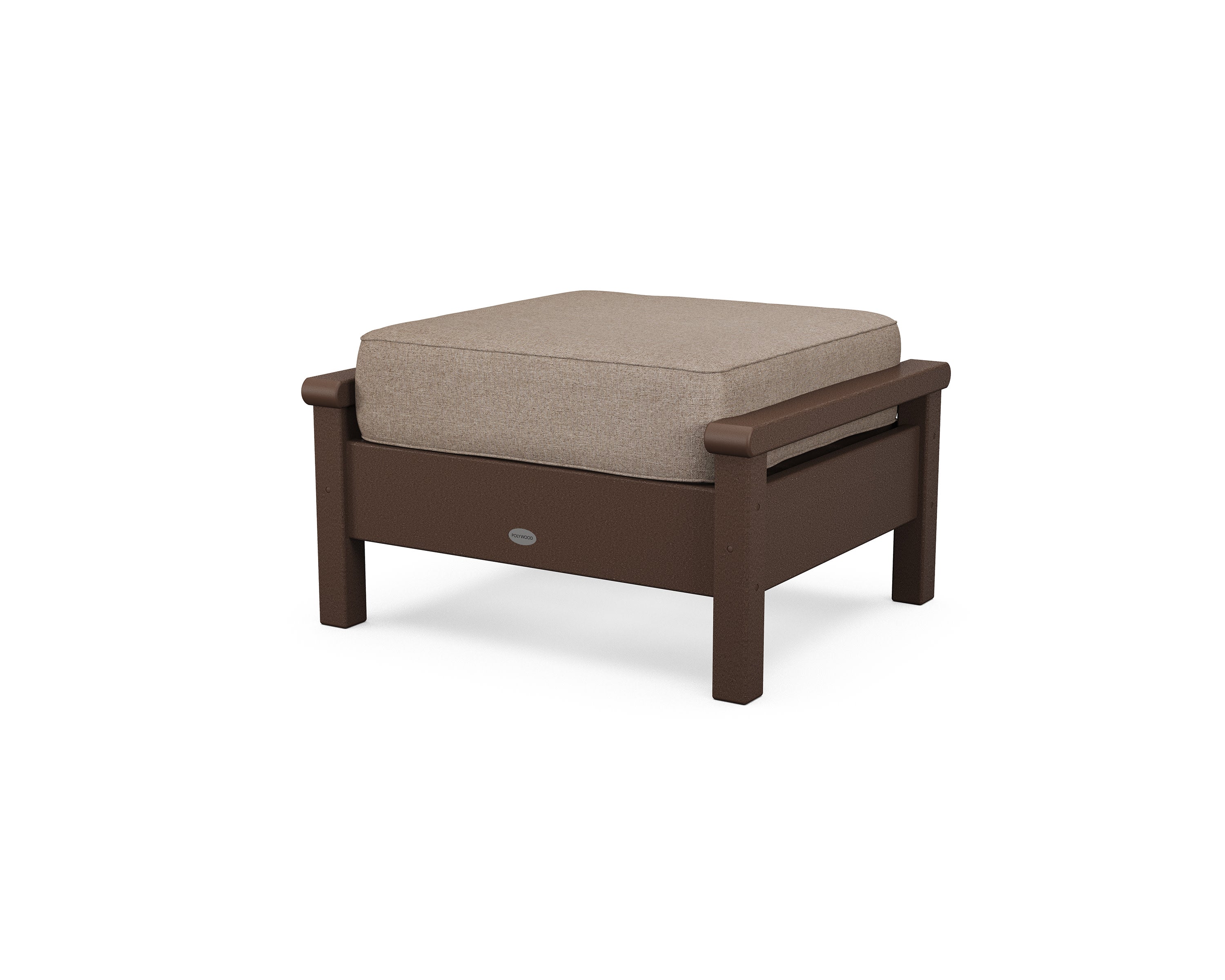 Harbour Deep Seating Ottoman in Mahogany / Spiced Burlap