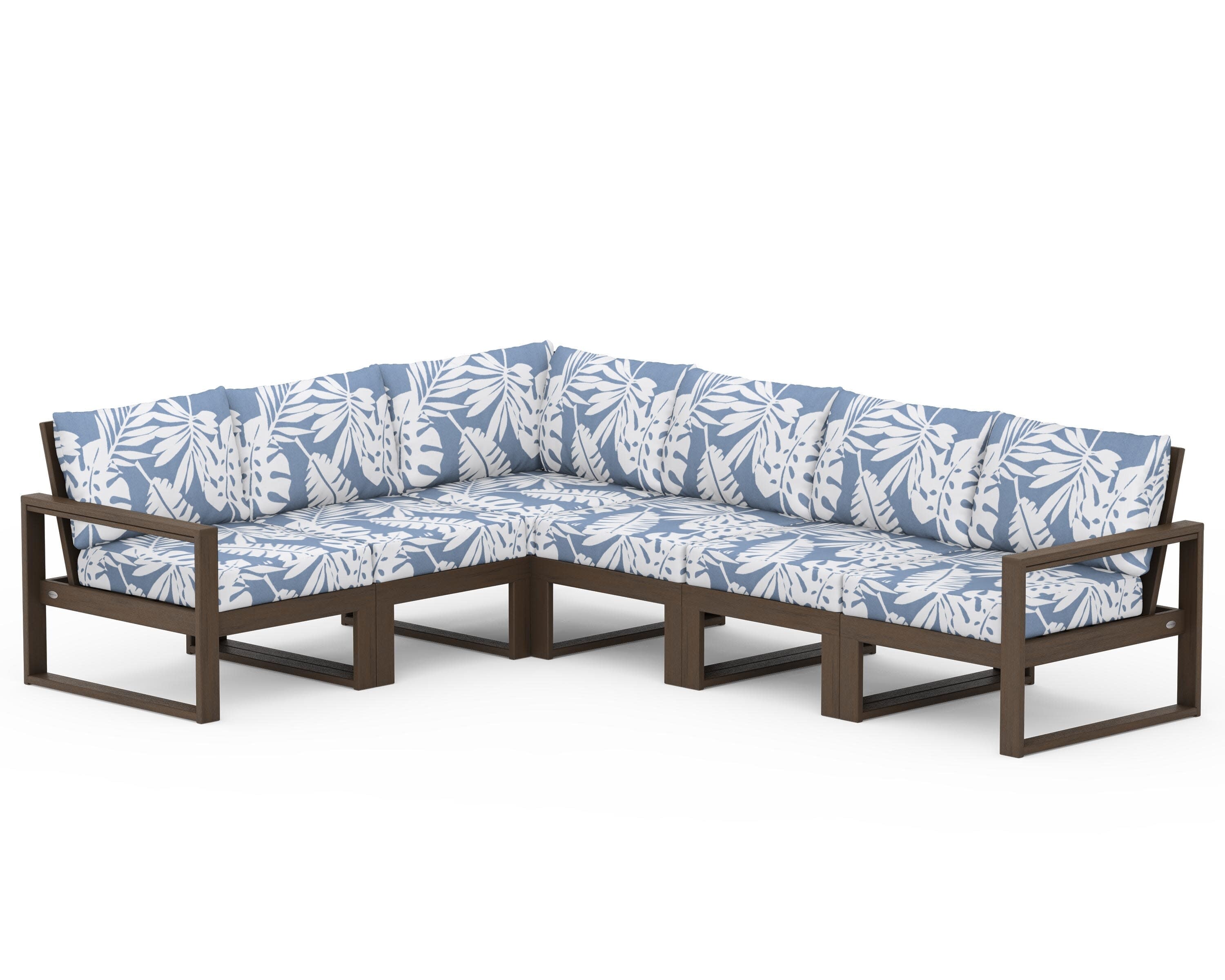 EDGE 6-Piece Modular Deep Seating Set in Kona / Leaf Sky Blue