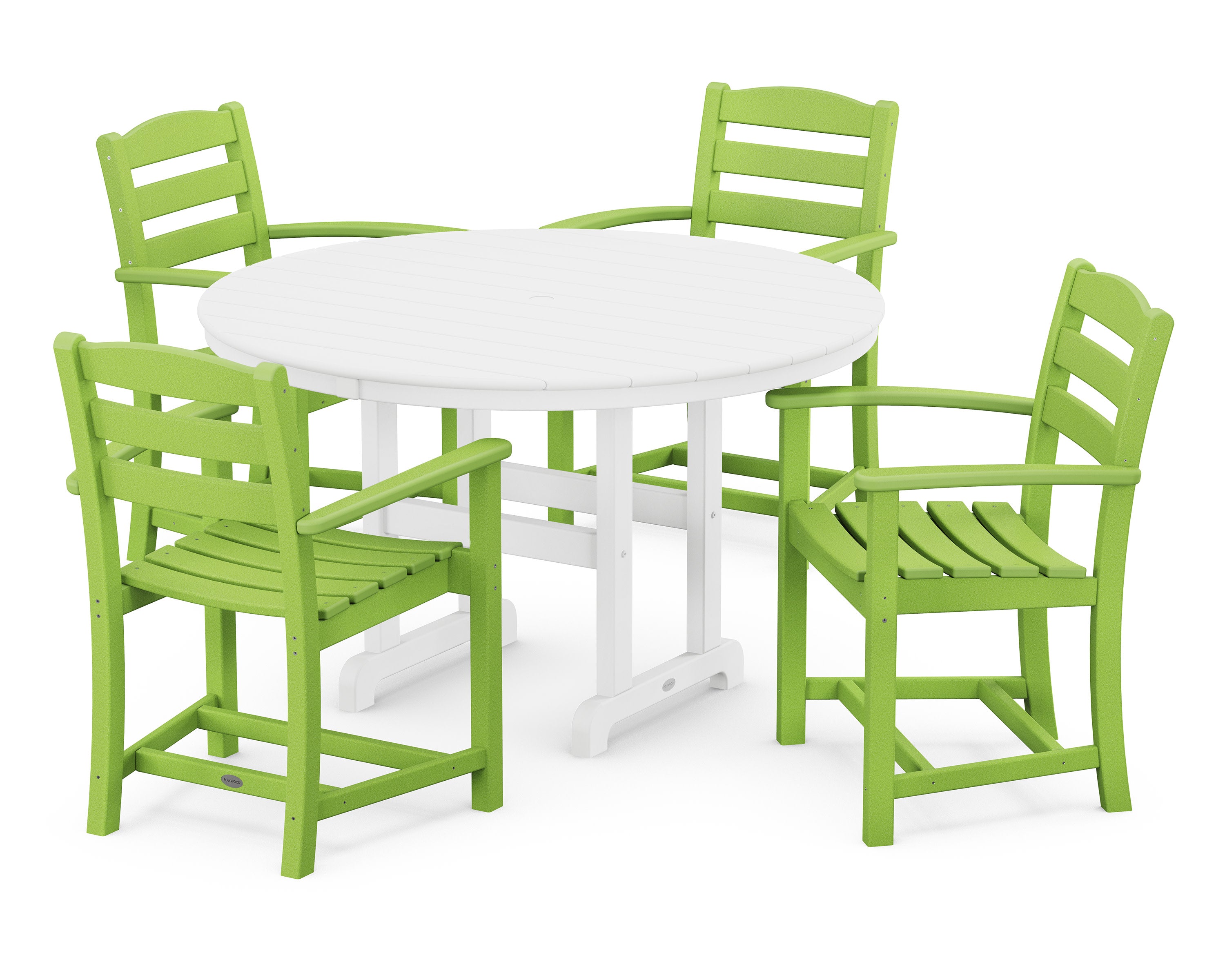 La Casa Caf 5-Piece Round Farmhouse Dining Set in Lime / White