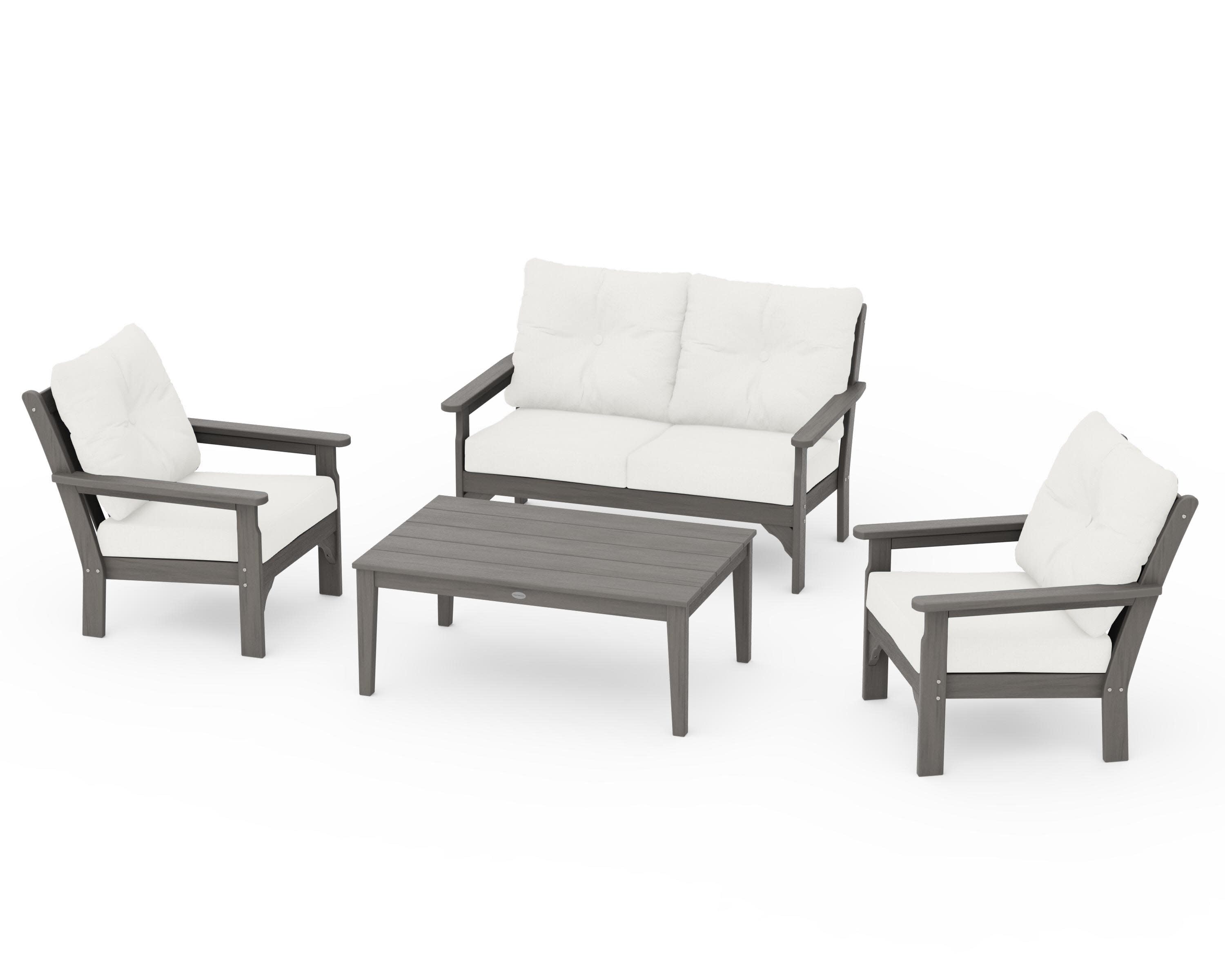 Vineyard 4-Piece Deep Seating Set in Driftwood / Natural Linen