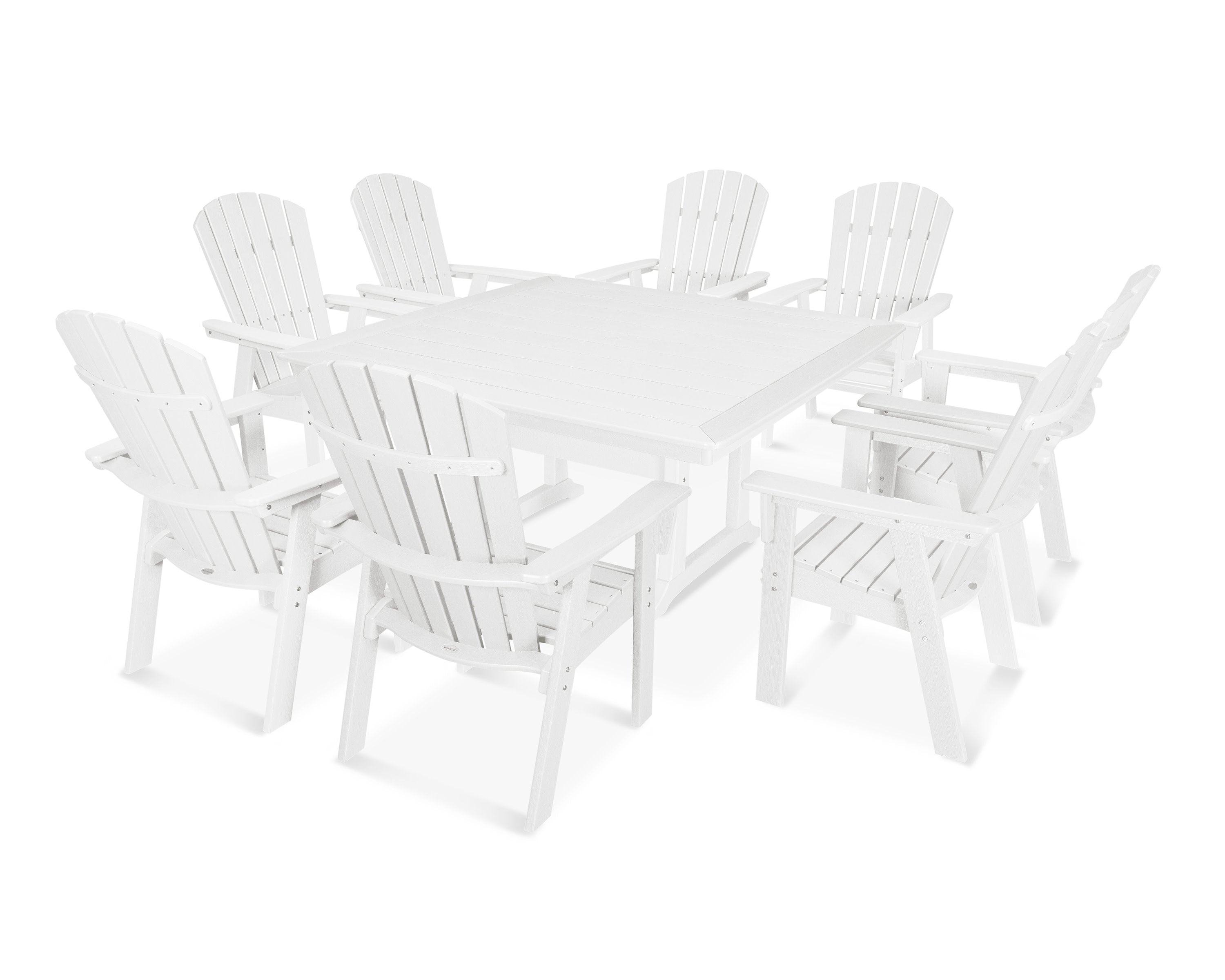 Nautical Adirondack 9-Piece Trestle Dining Set in Vintage White