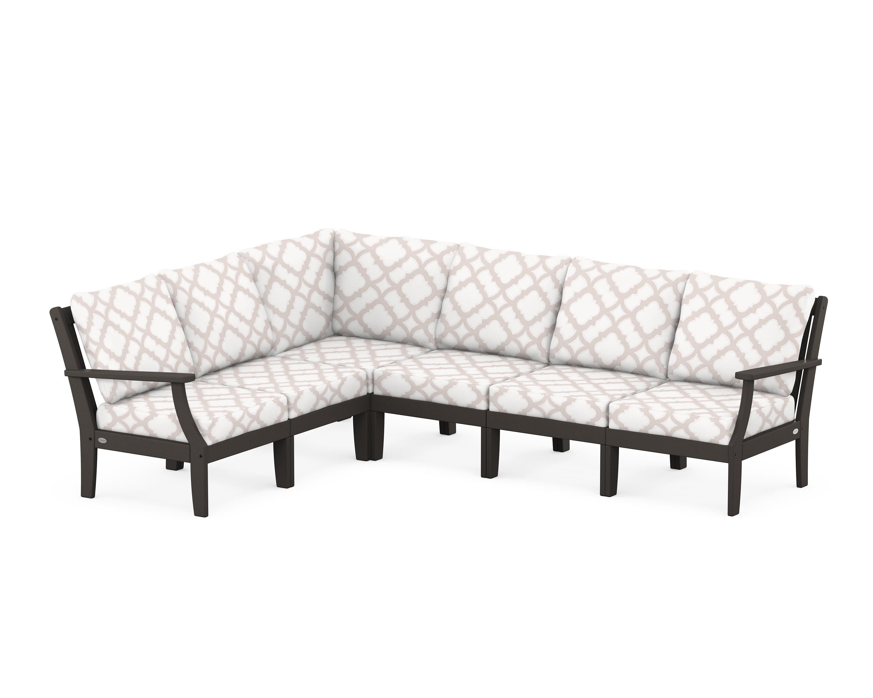 Braxton Modular 6-Piece Deep Seating Set in Vintage Coffee / Trellis Dune Burlap