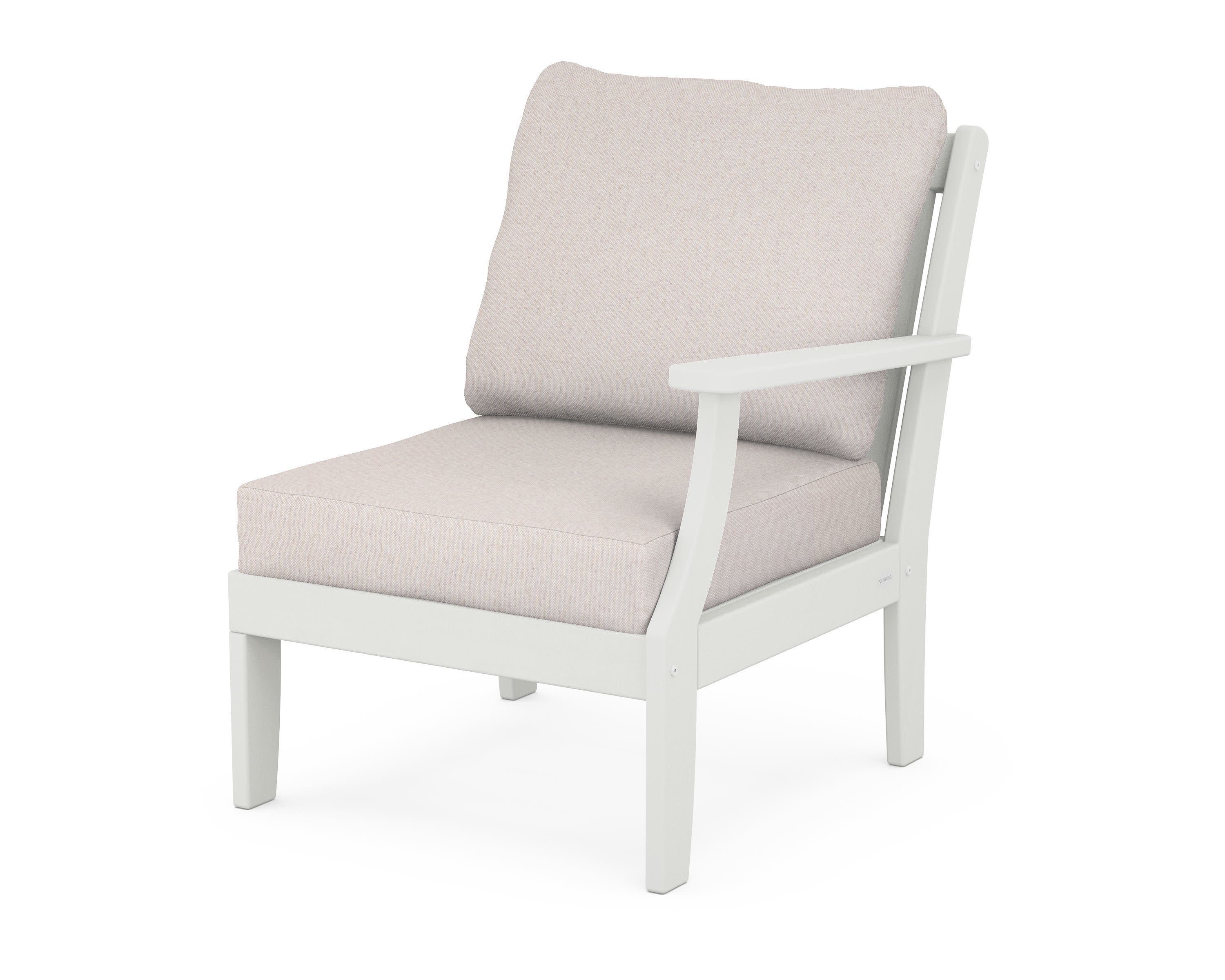 Braxton Modular Right Arm Chair in Vintage White / Dune Burlap