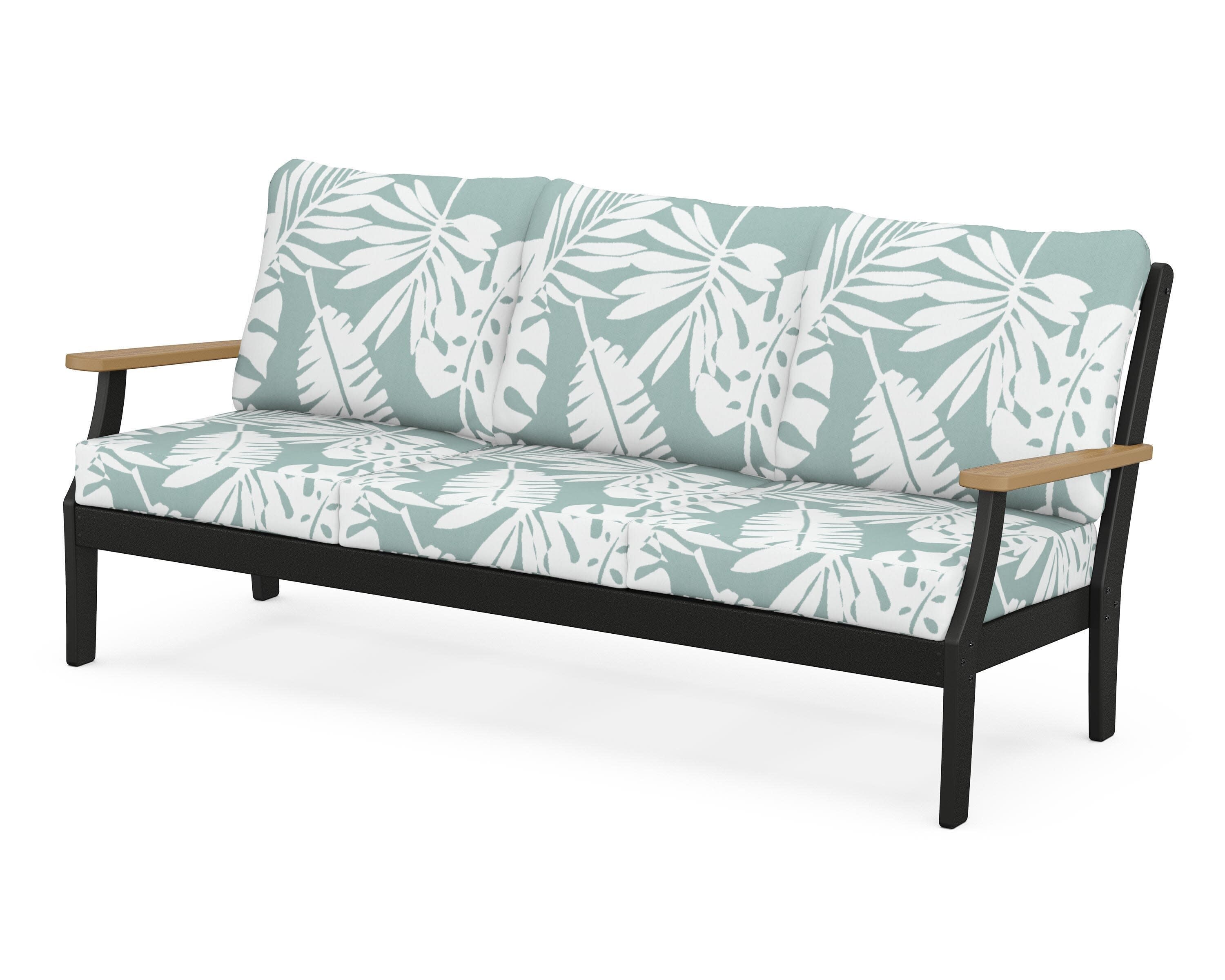Braxton Deep Seating Sofa in Black / Natural / Leaf Glacier Spa