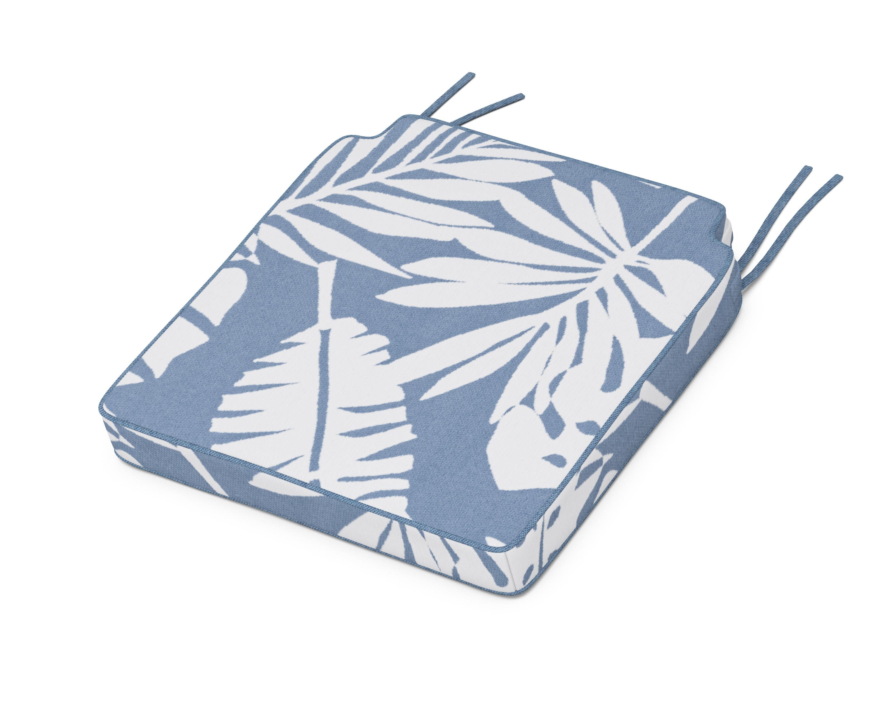 Acadia Dining Side Seat Cushion in Leaf Sky Blue