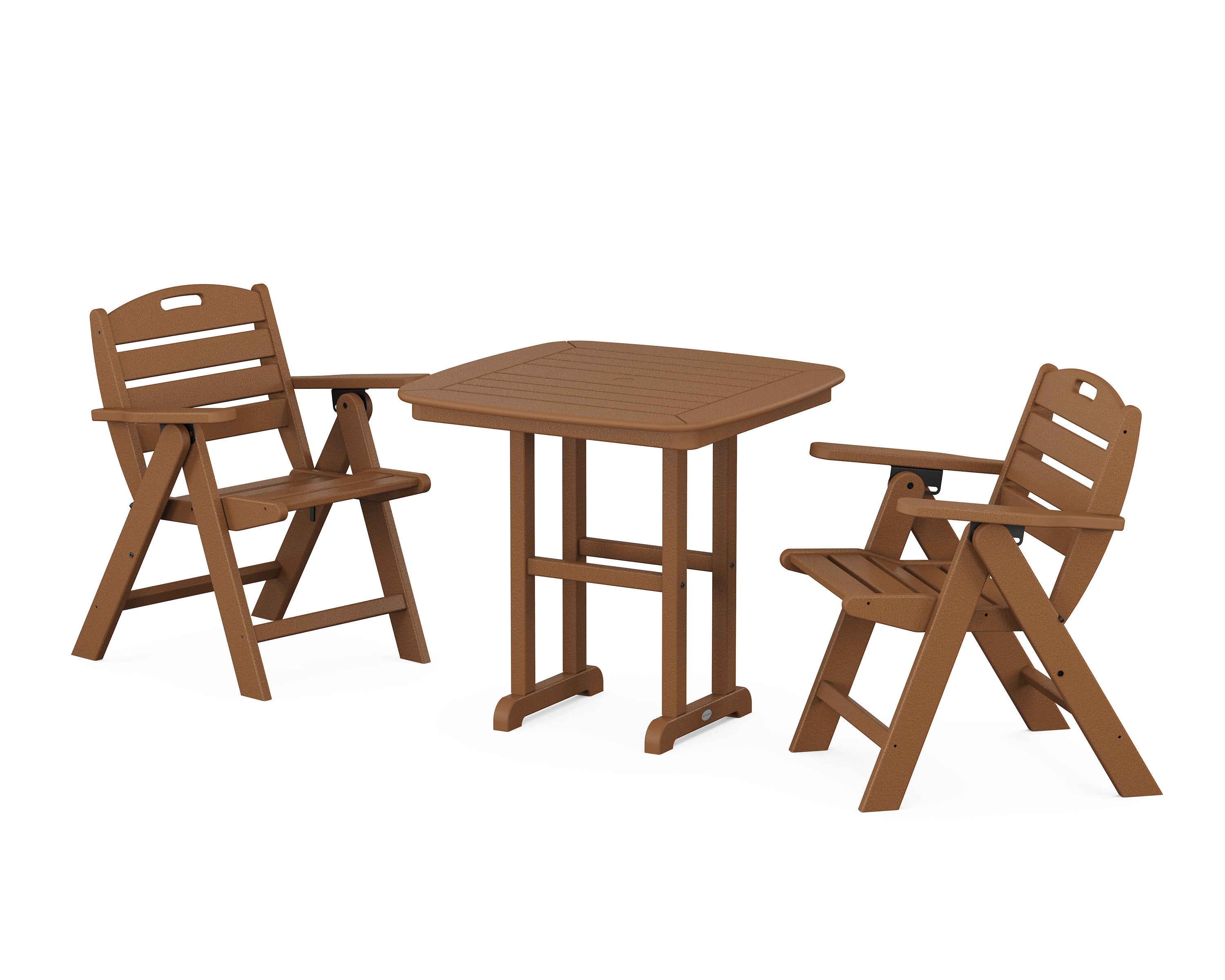 Nautical Folding Lowback Chair 3-Piece Dining Set in Teak
