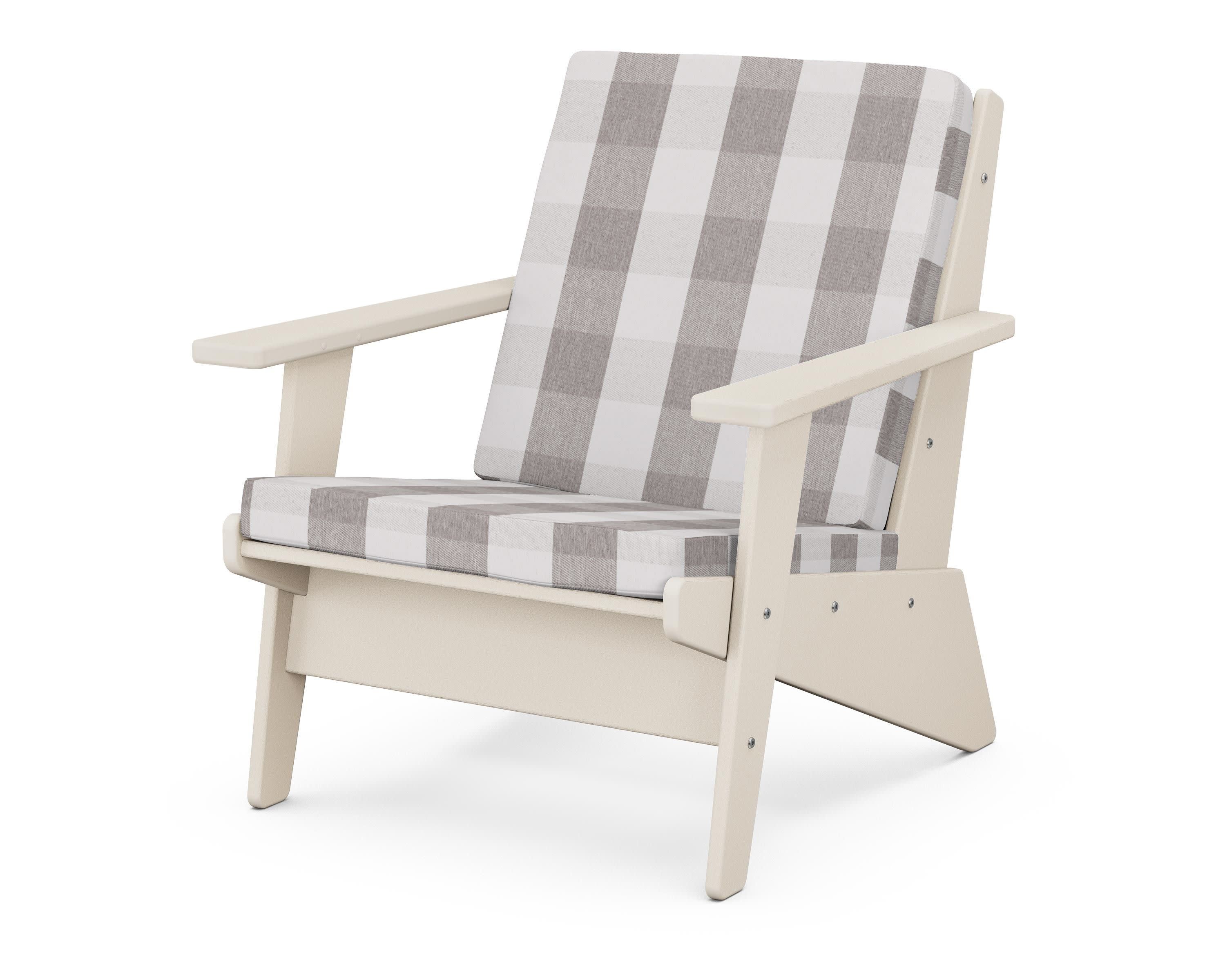 Riviera Modern Lounge Chair in Sand / Buffalo Plaid Grey Mist