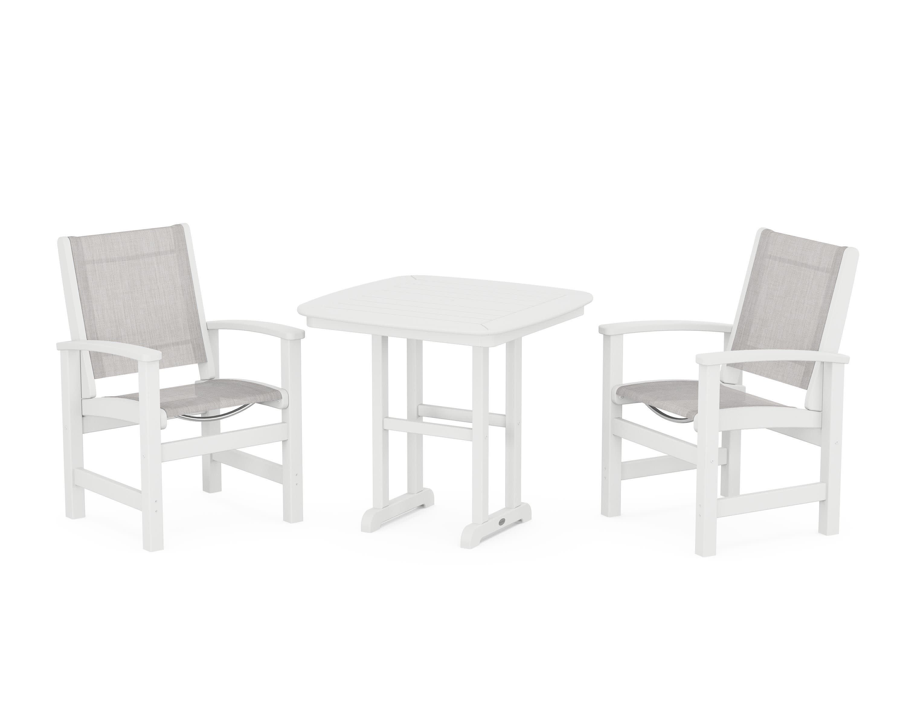 Coastal 3-Piece Dining Set in White / Parchment Sling