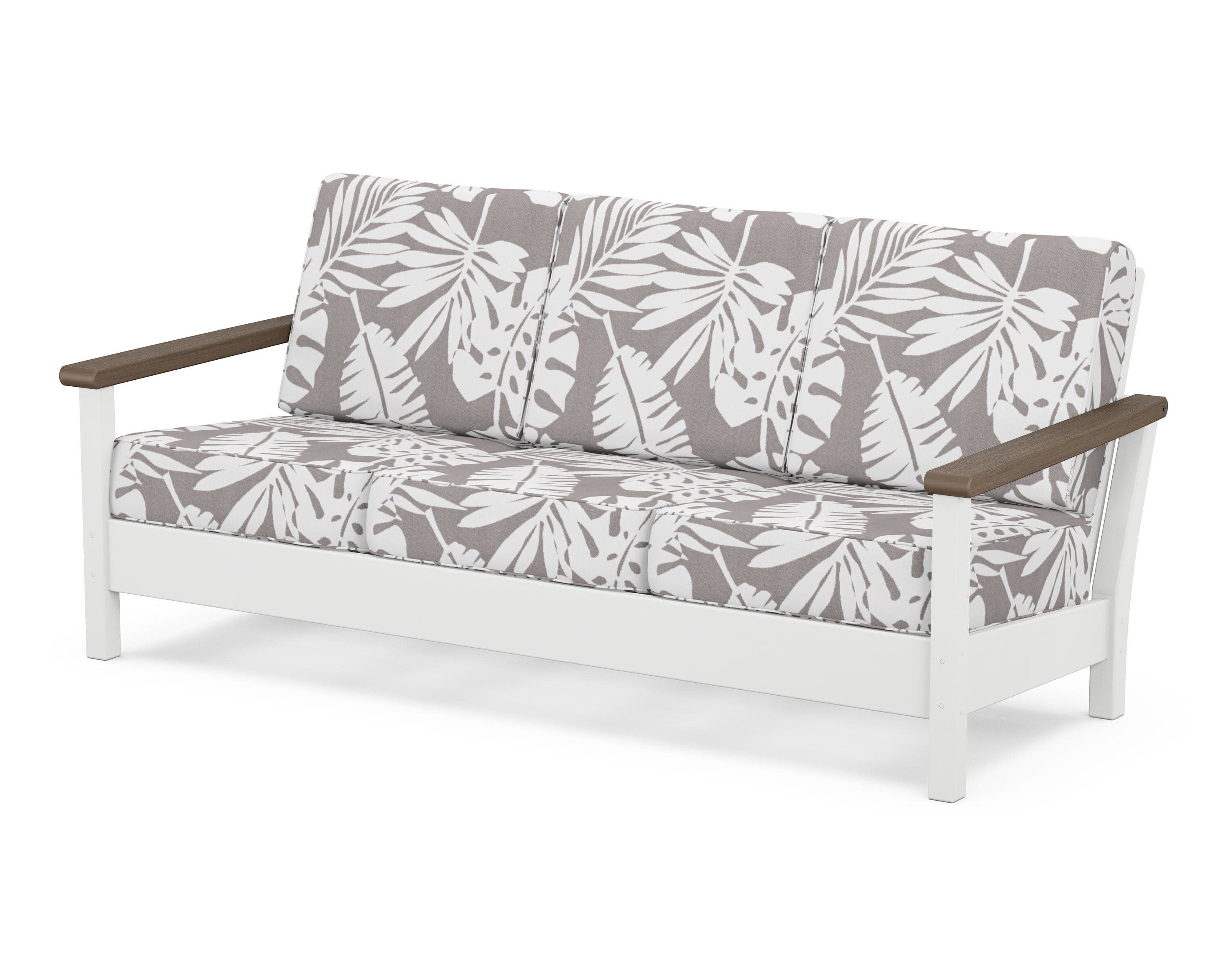 Harbour Deep Seating Sofa in White / Kona / Leaf Grey Mist