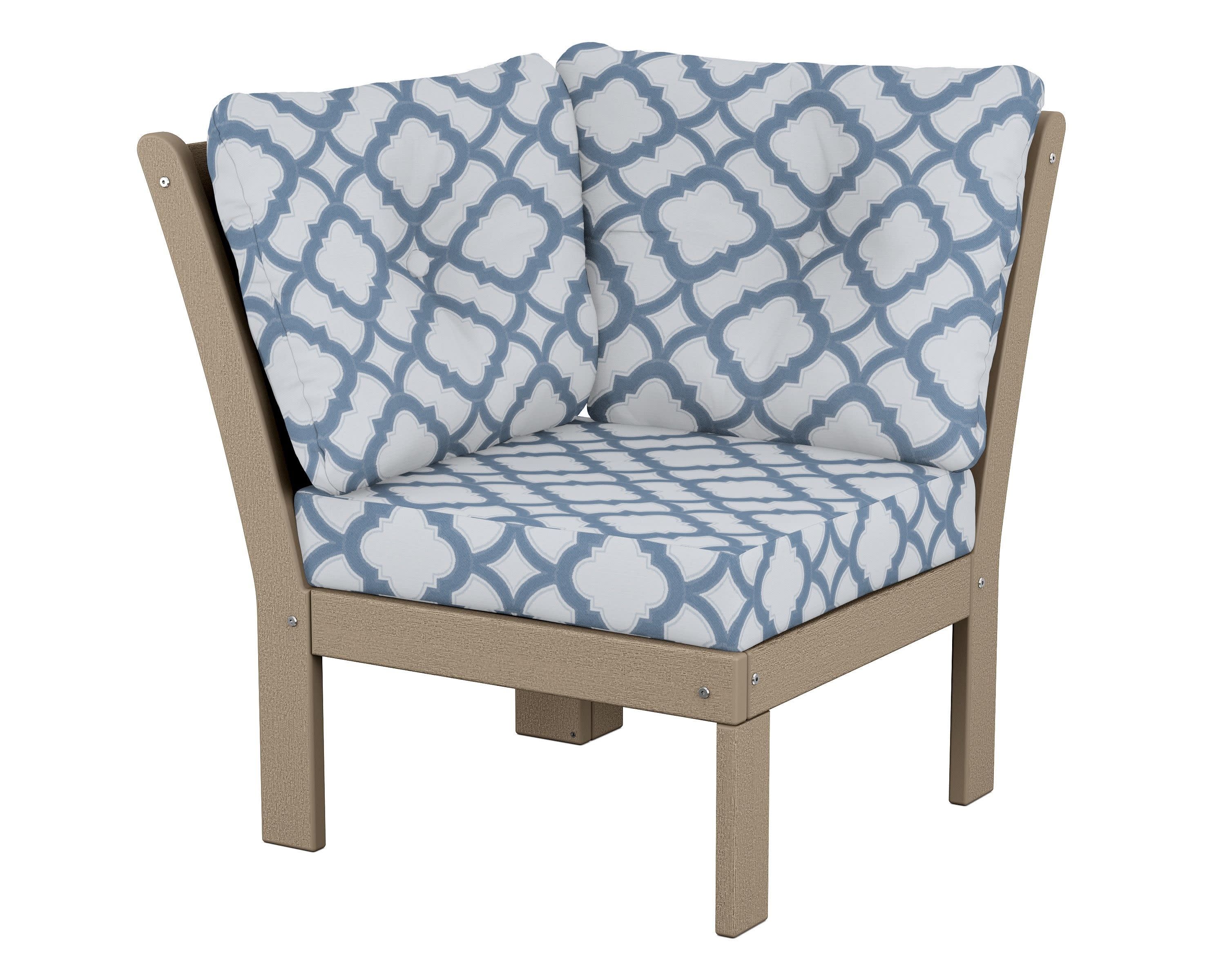 Vineyard Modular Corner Chair in Vintage Sahara / Trellis Sky Blue