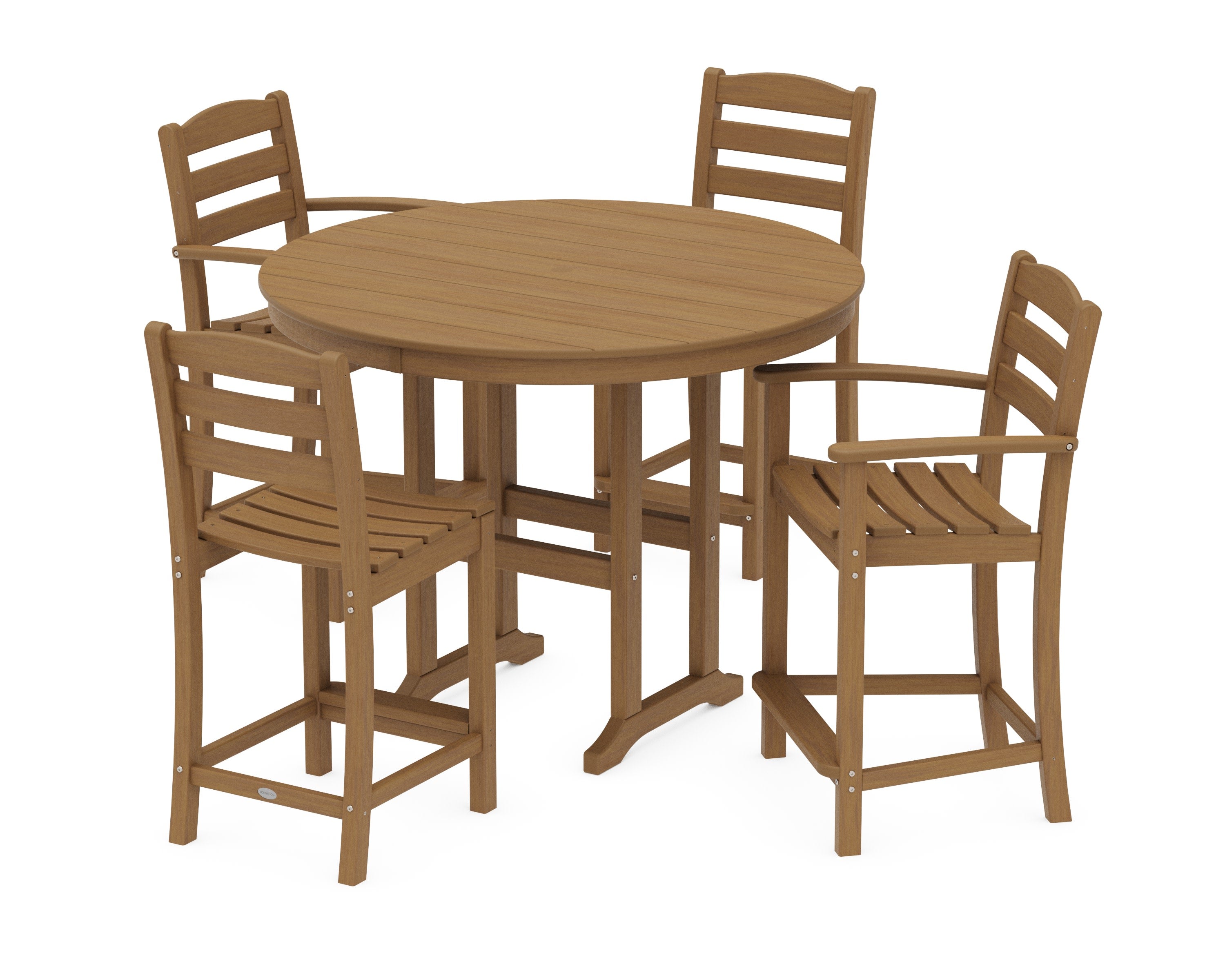 La Casa Caf 5-Piece Round Farmhouse Counter Dining Set in Natural