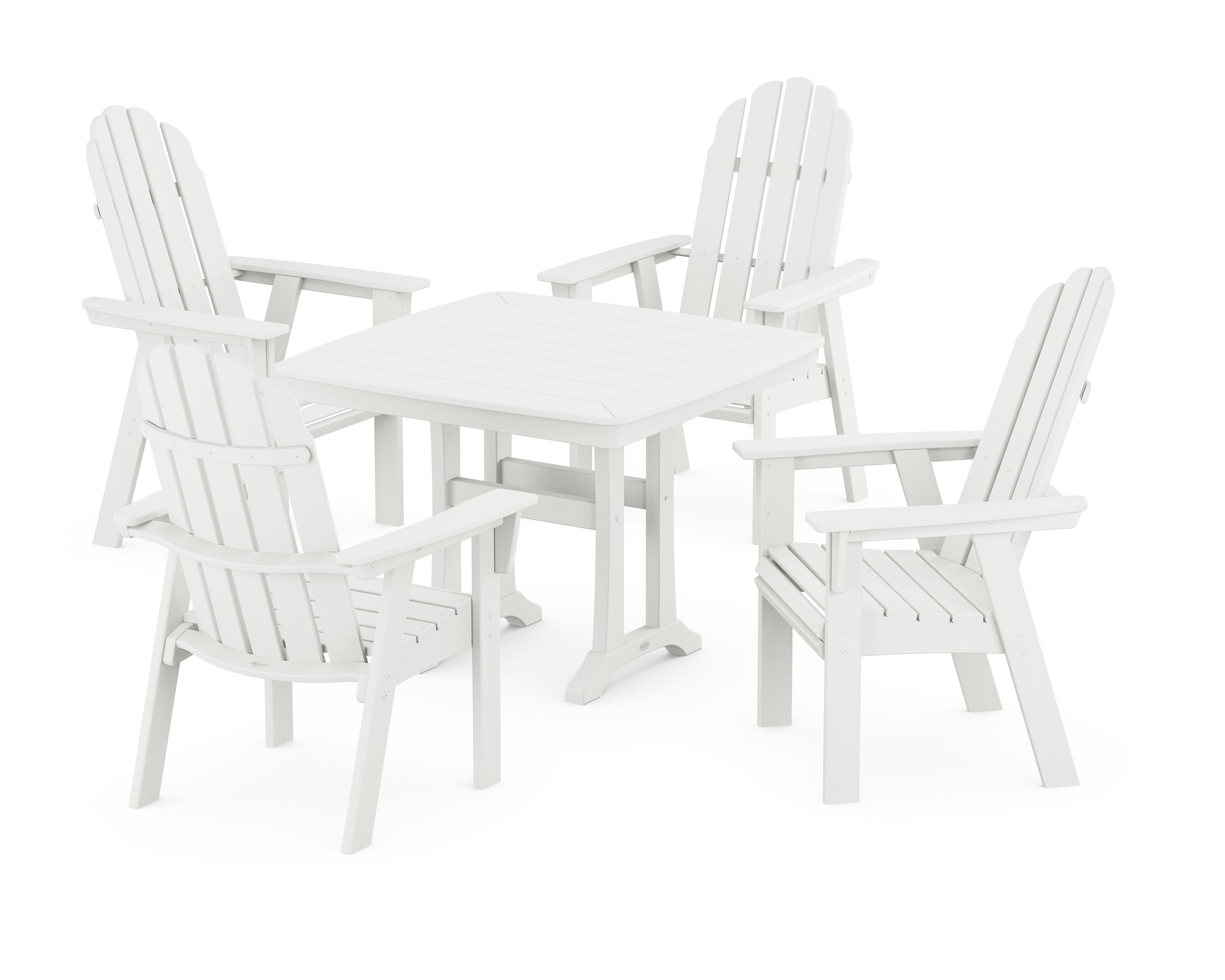 Vineyard Adirondack 5-Piece Dining Set with Trestle Legs in Vintage White