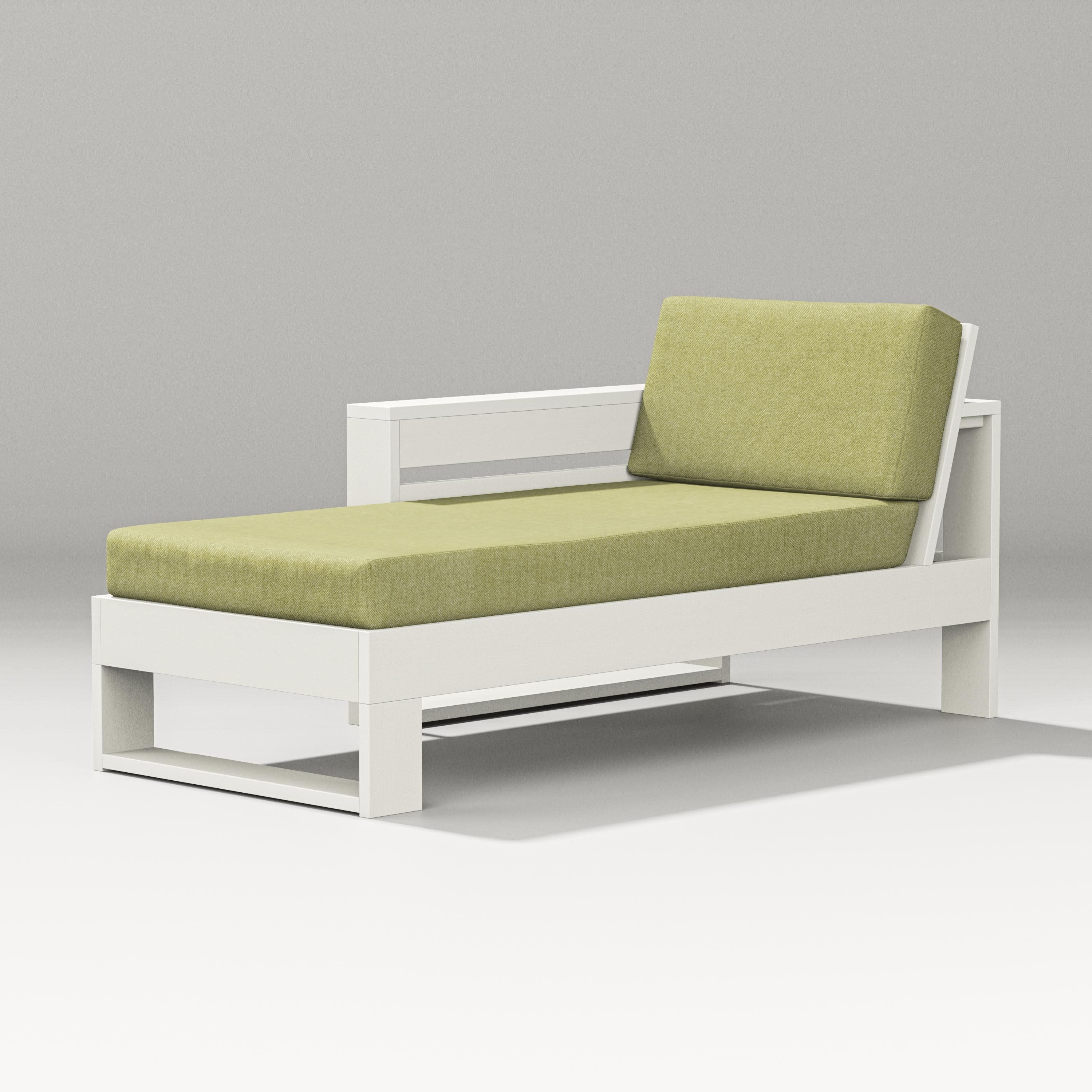 Latitude Modular Left Arm Chaise in Vintage White / Chartreuse Boucle