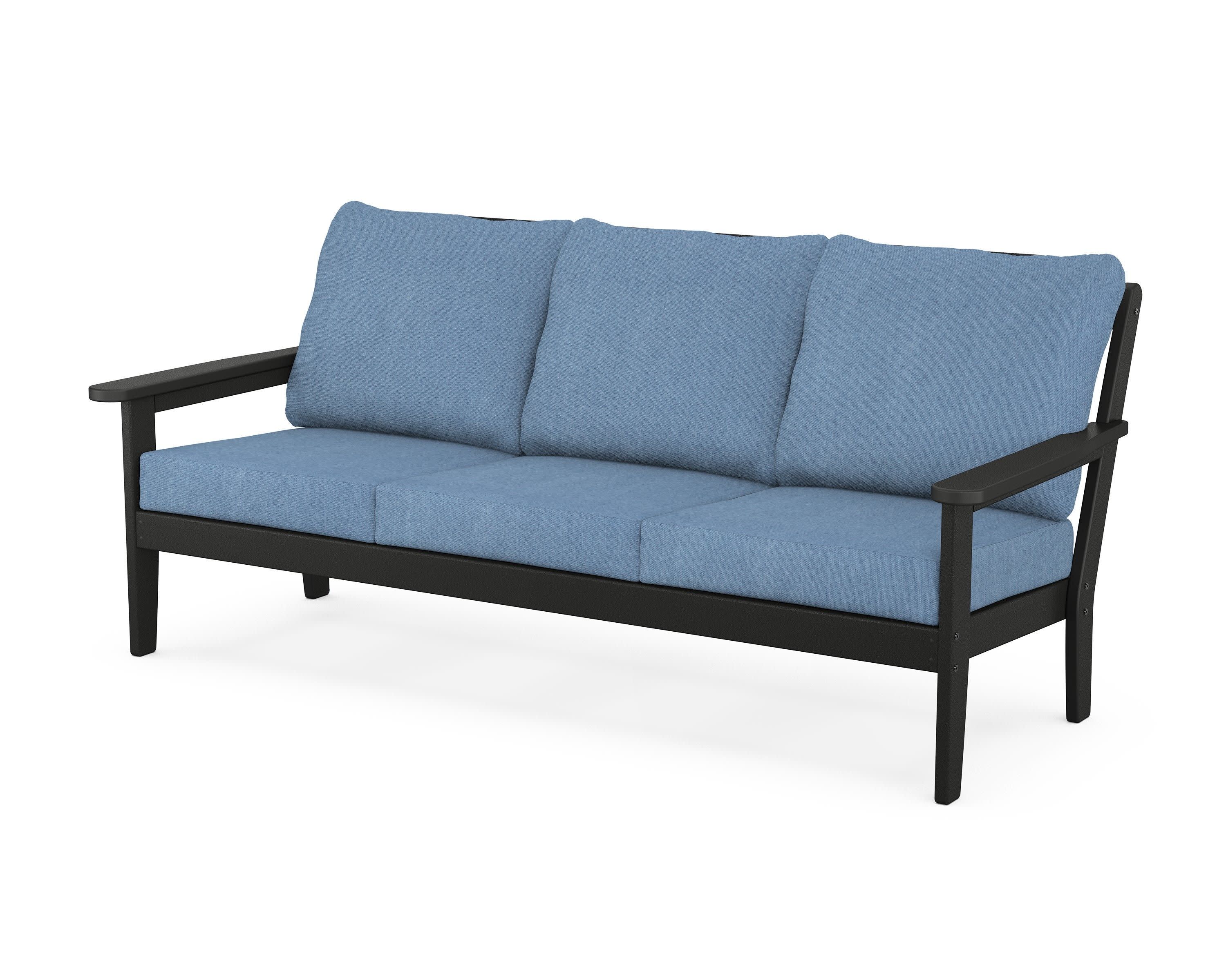 Cottage Deep Seating Sofa in Black / Sky Blue
