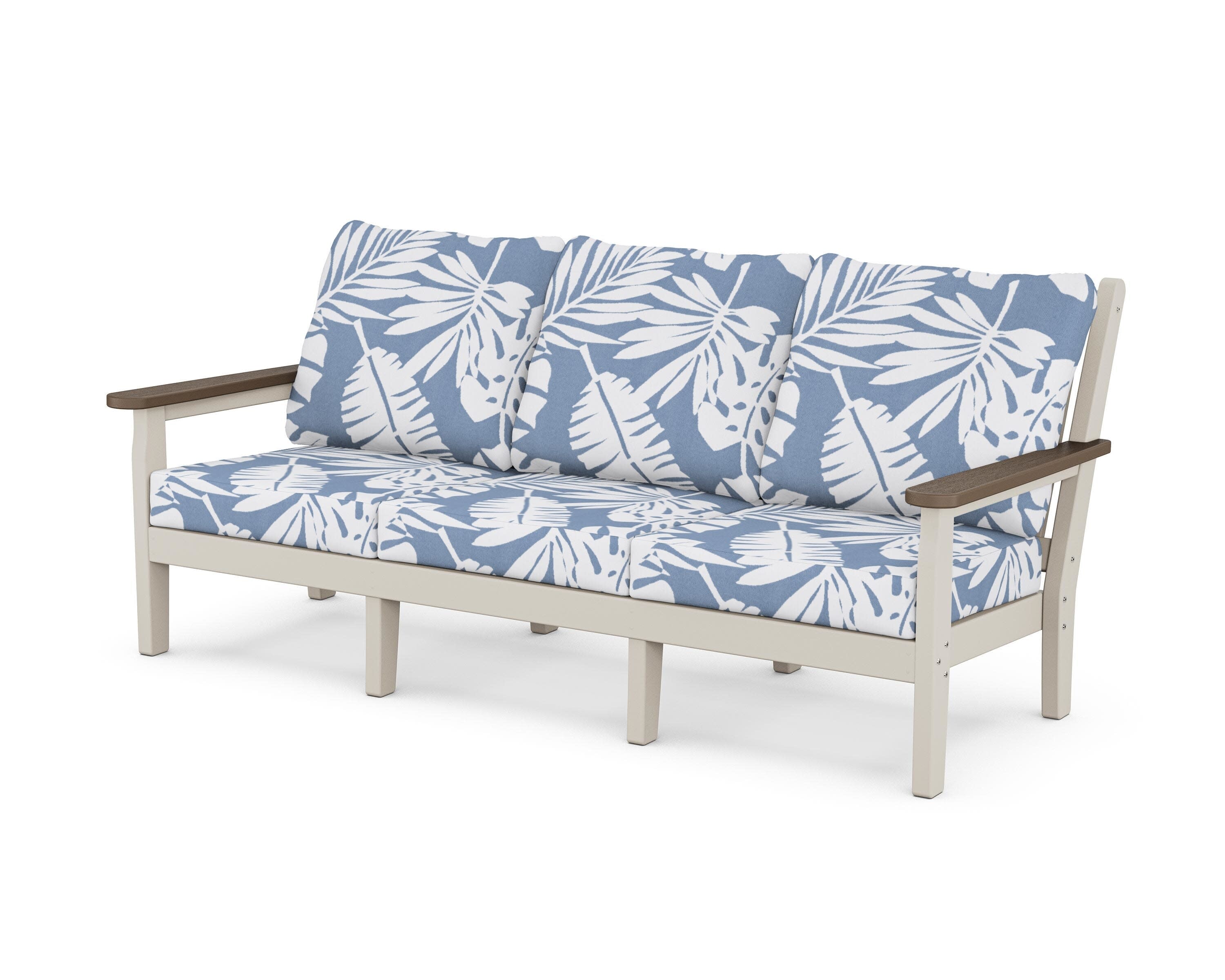 Chippendale Deep Seating Sofa in Sand / Kona / Leaf Sky Blue