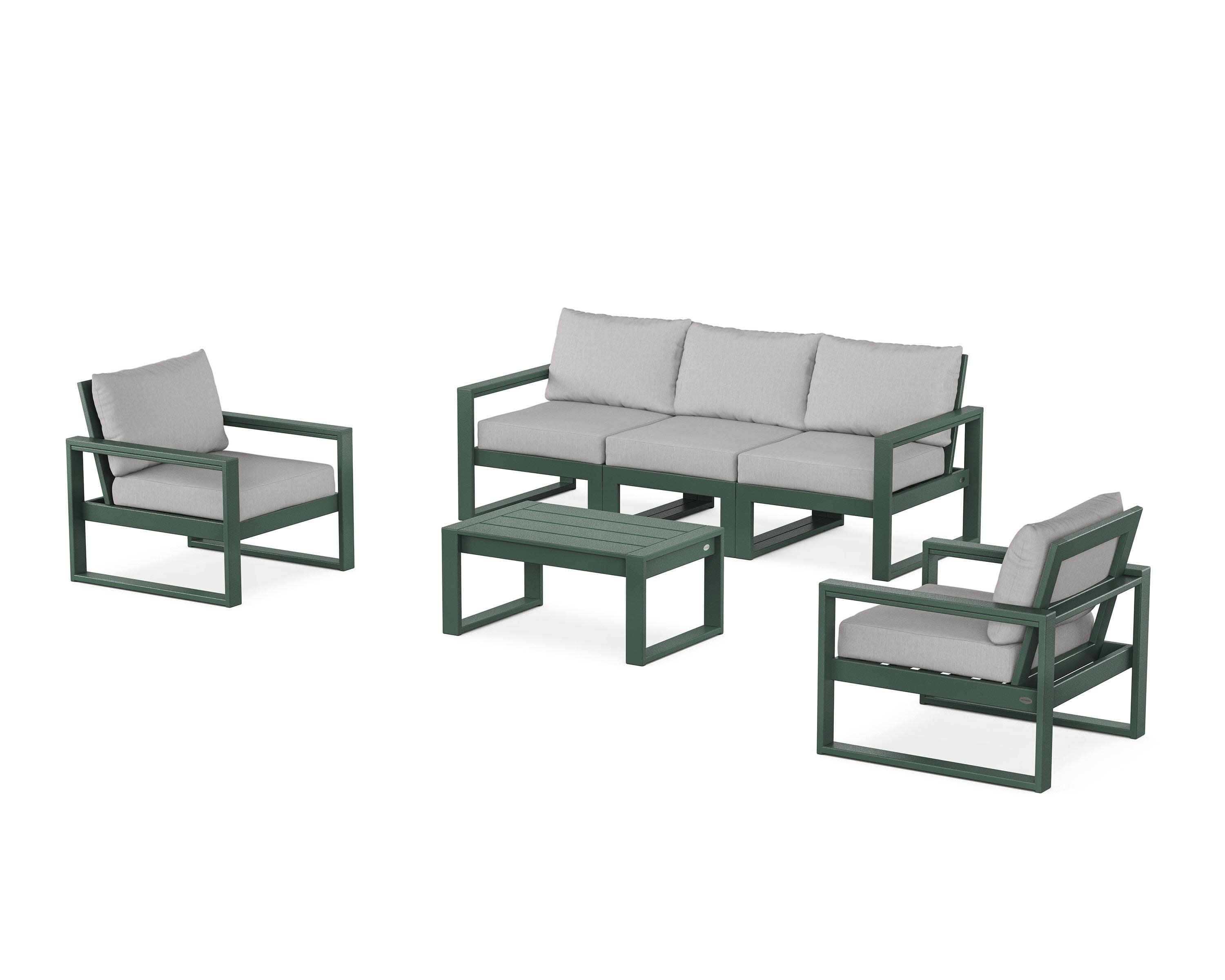 EDGE Sectional 4-Piece Deep Seating Set with Sofa in Green / Granite
