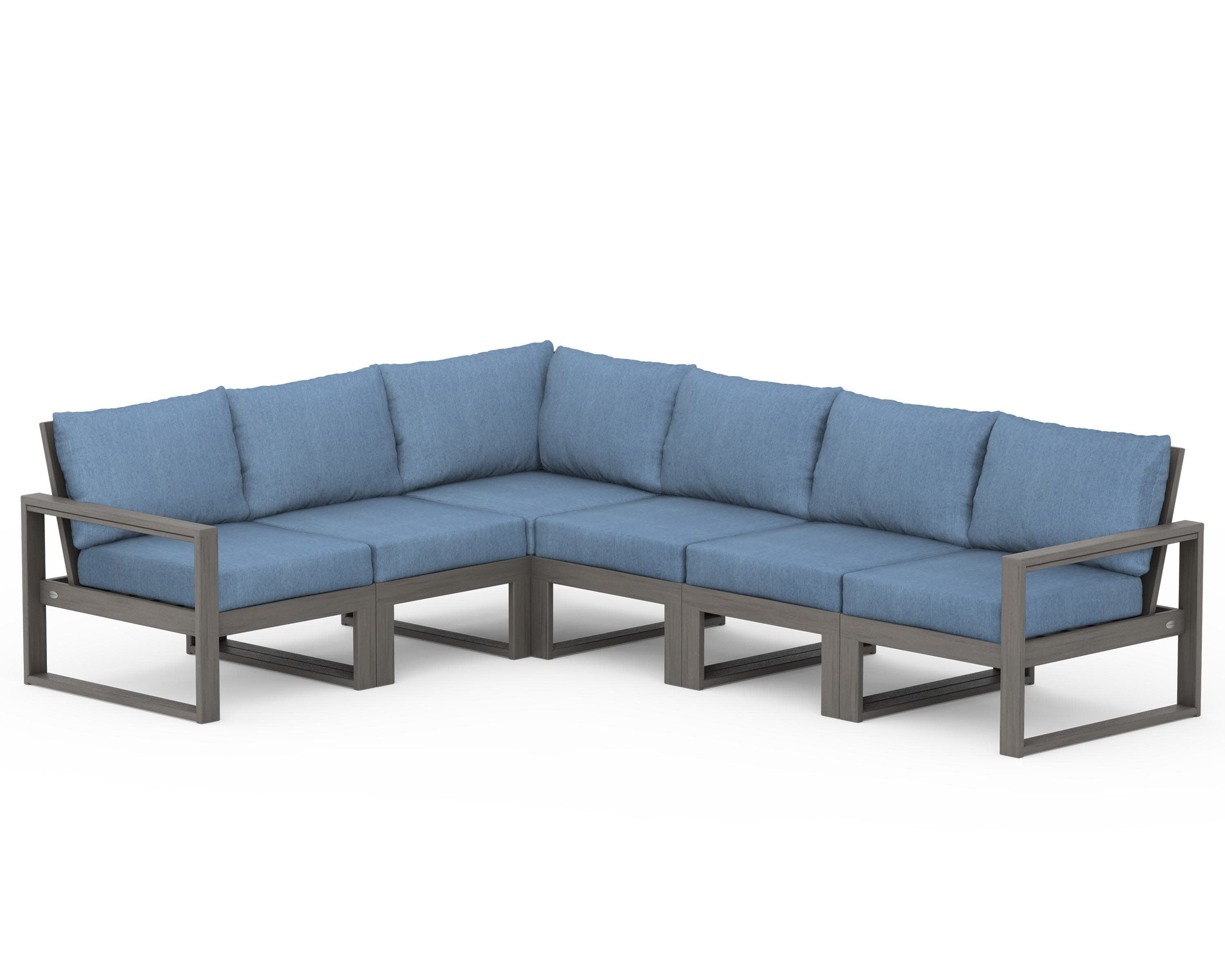 EDGE 6-Piece Modular Deep Seating Set in Driftwood / Sky Blue