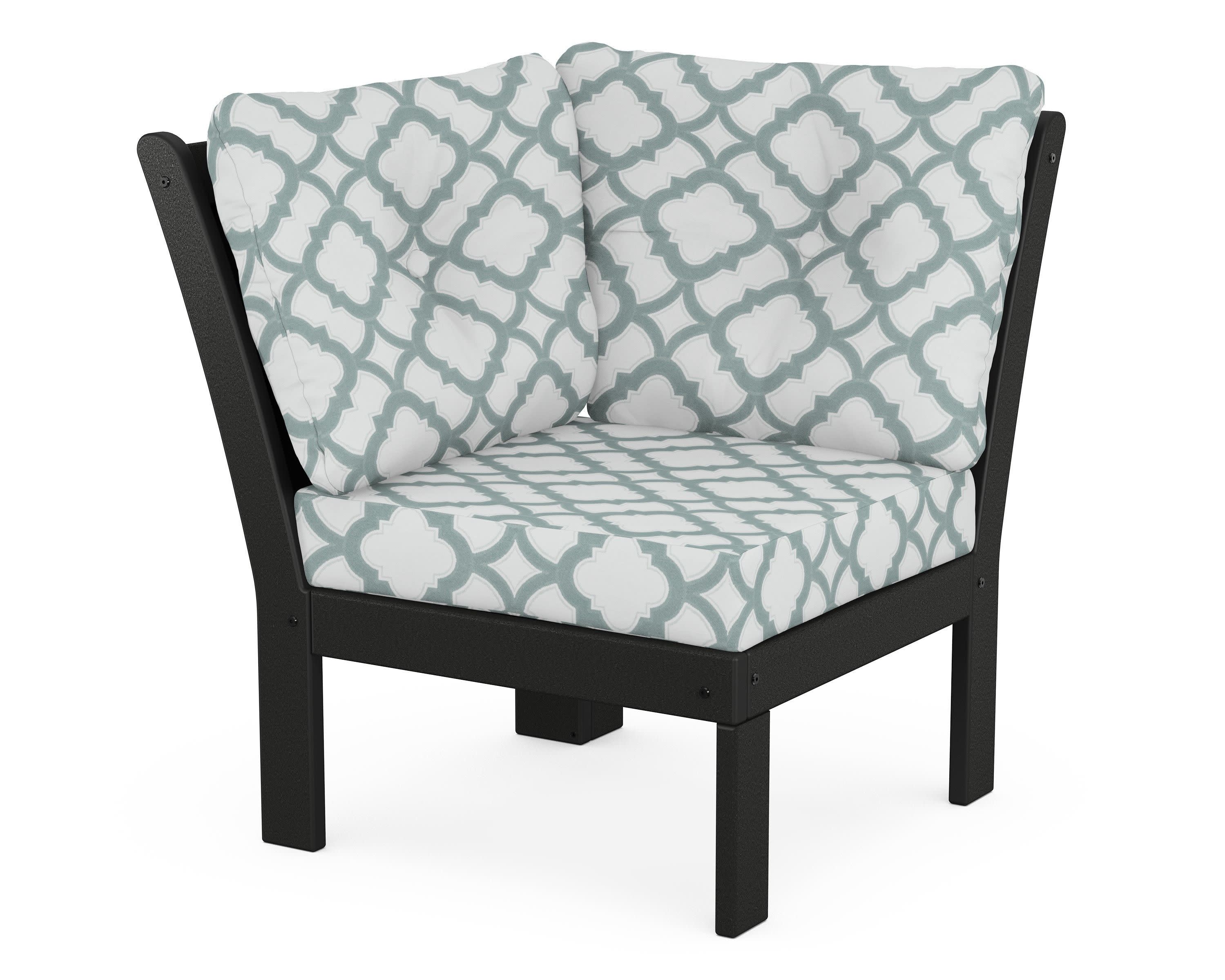 Vineyard Modular Corner Chair in Black / Trellis Glacier Spa