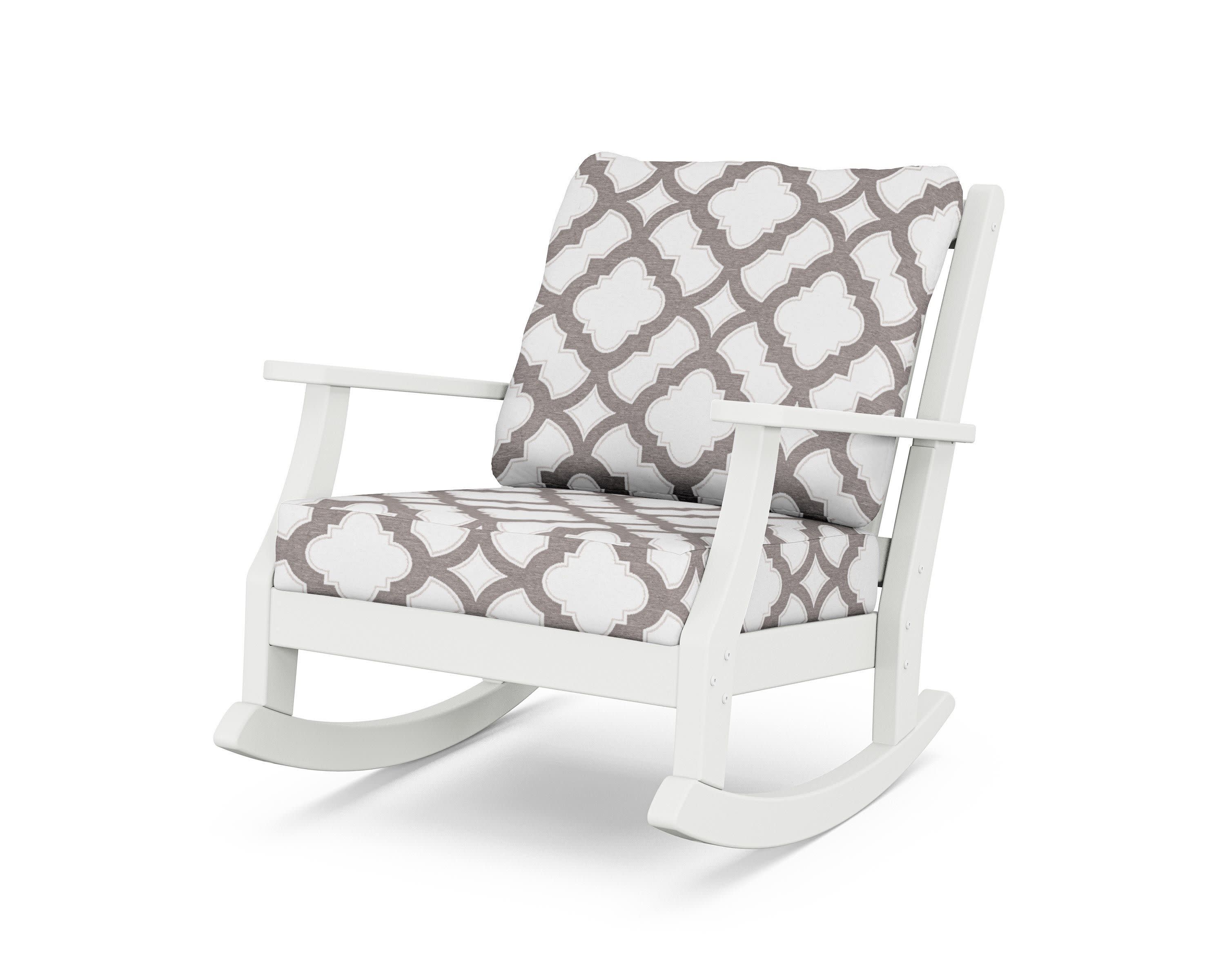 Wovendale Deep Seating Rocking Chair in White / Trellis Grey Mist