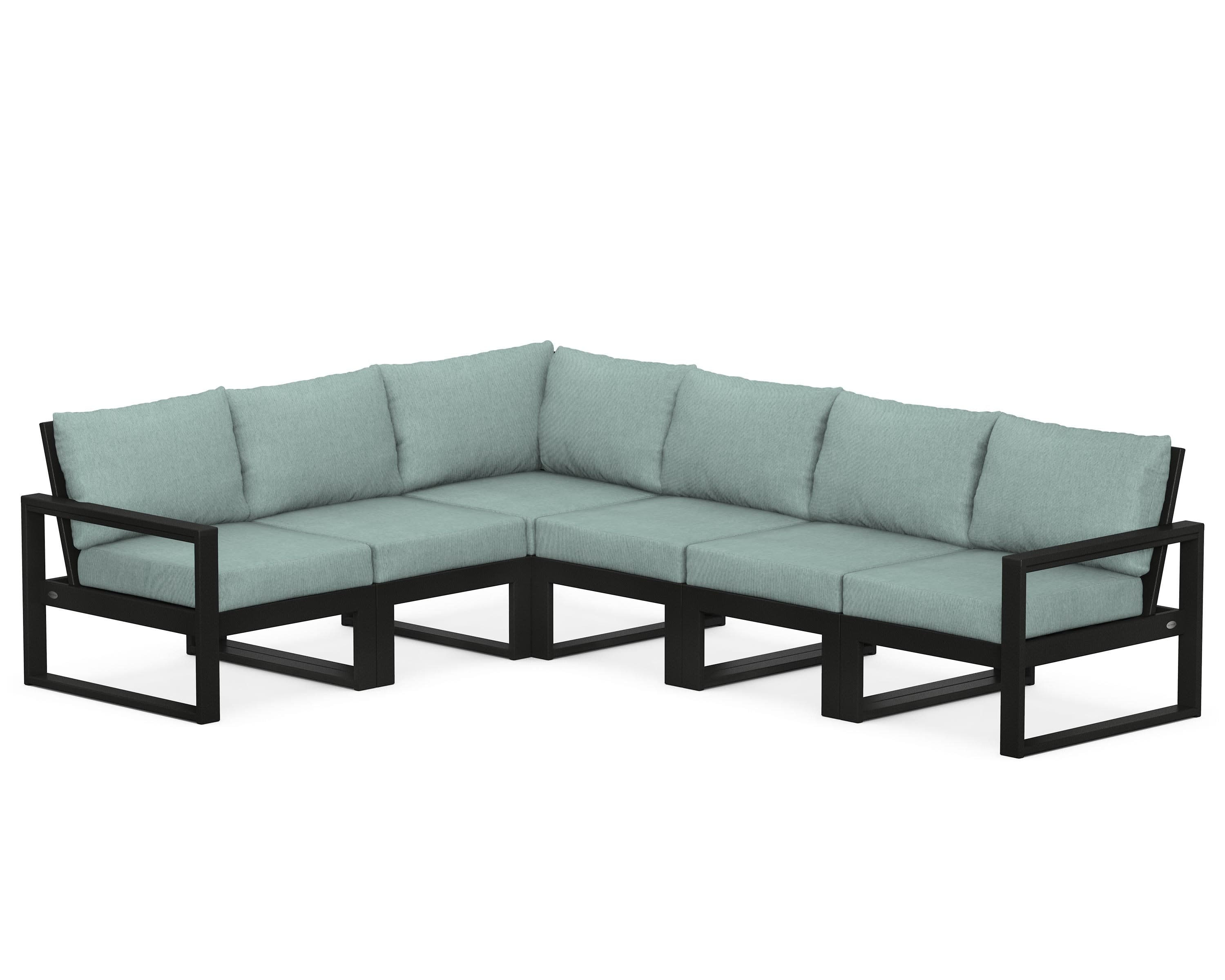 EDGE 6-Piece Modular Deep Seating Set in Black / Glacier Spa