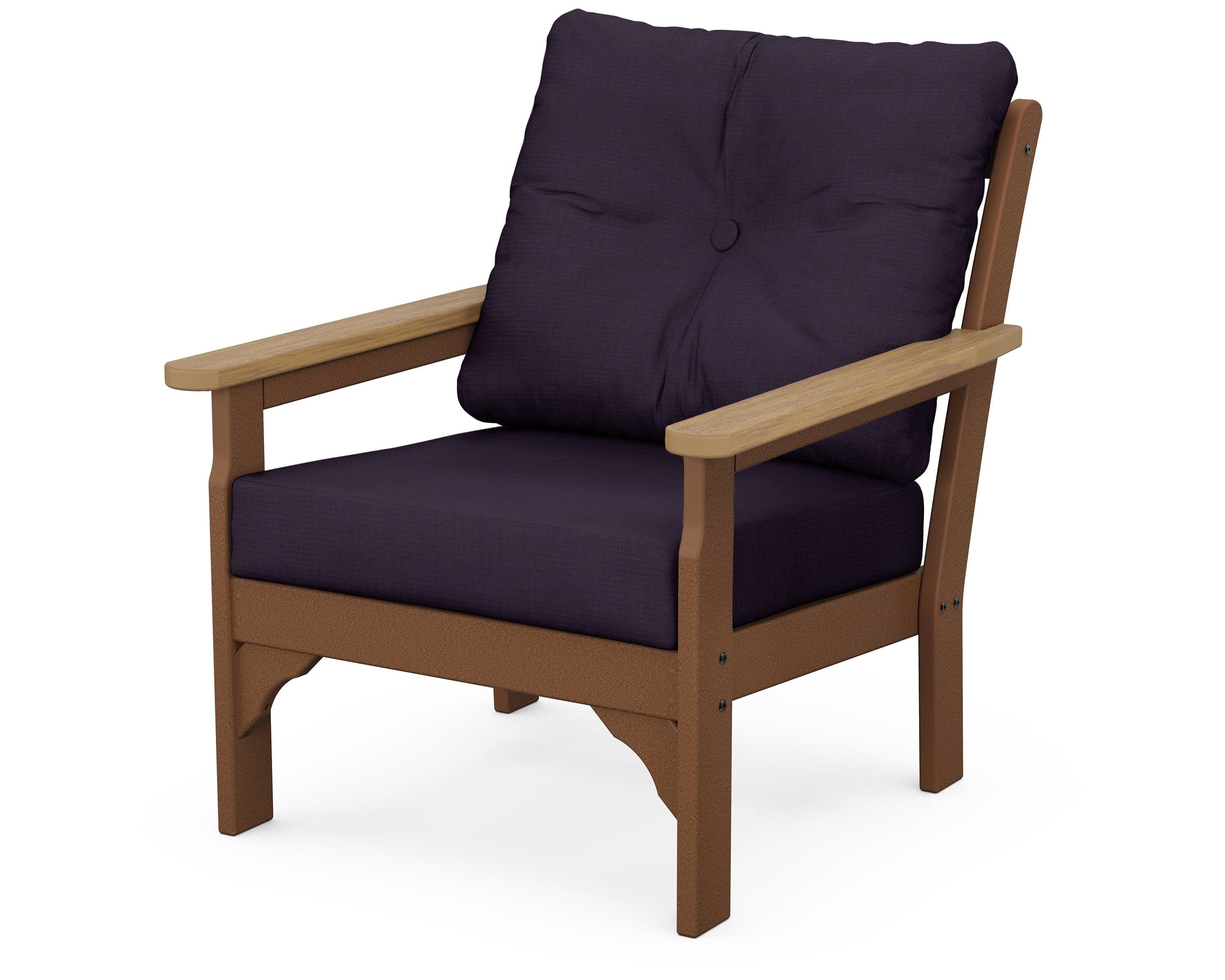 Vineyard Deep Seating Chair in Teak / Natural / Navy Linen