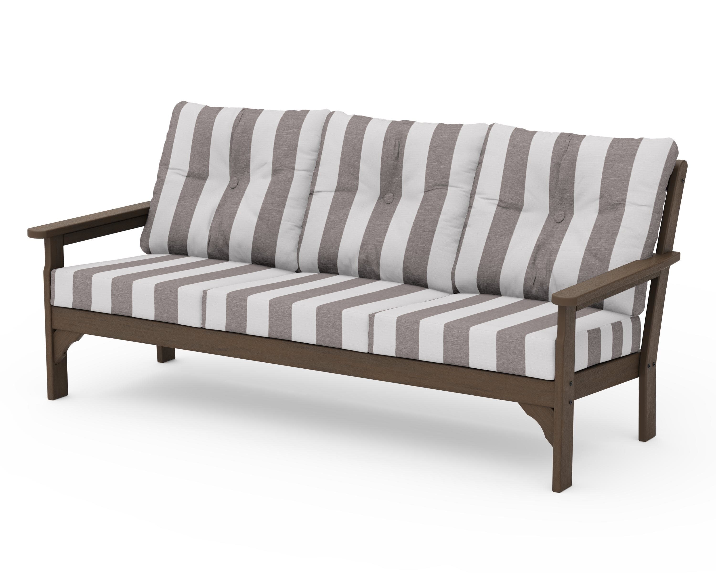 Vineyard Deep Seating Sofa in Kona / Cabana Stripe Grey Mist