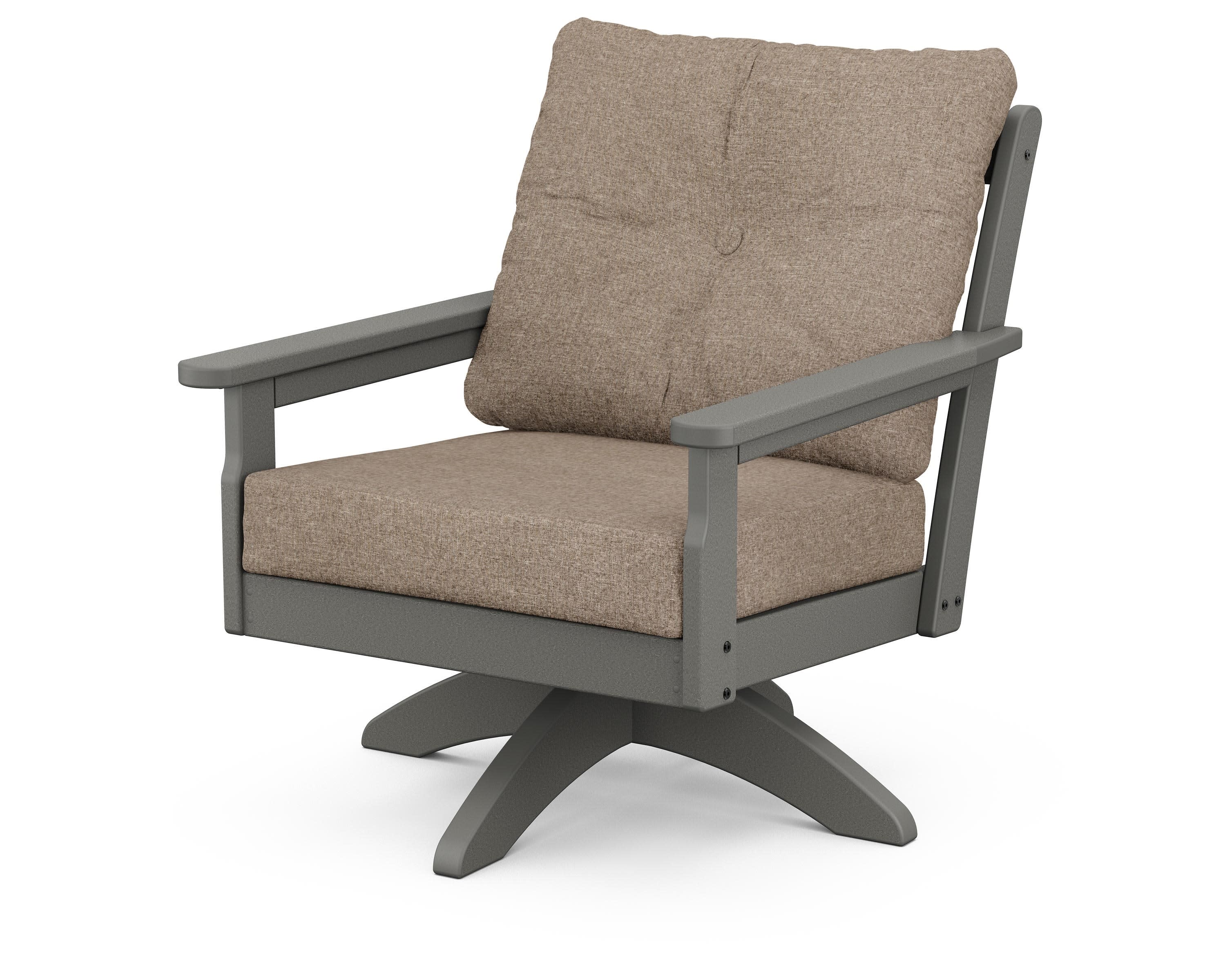 Vineyard Deep Seating Swivel Chair in Slate Grey / Spiced Burlap