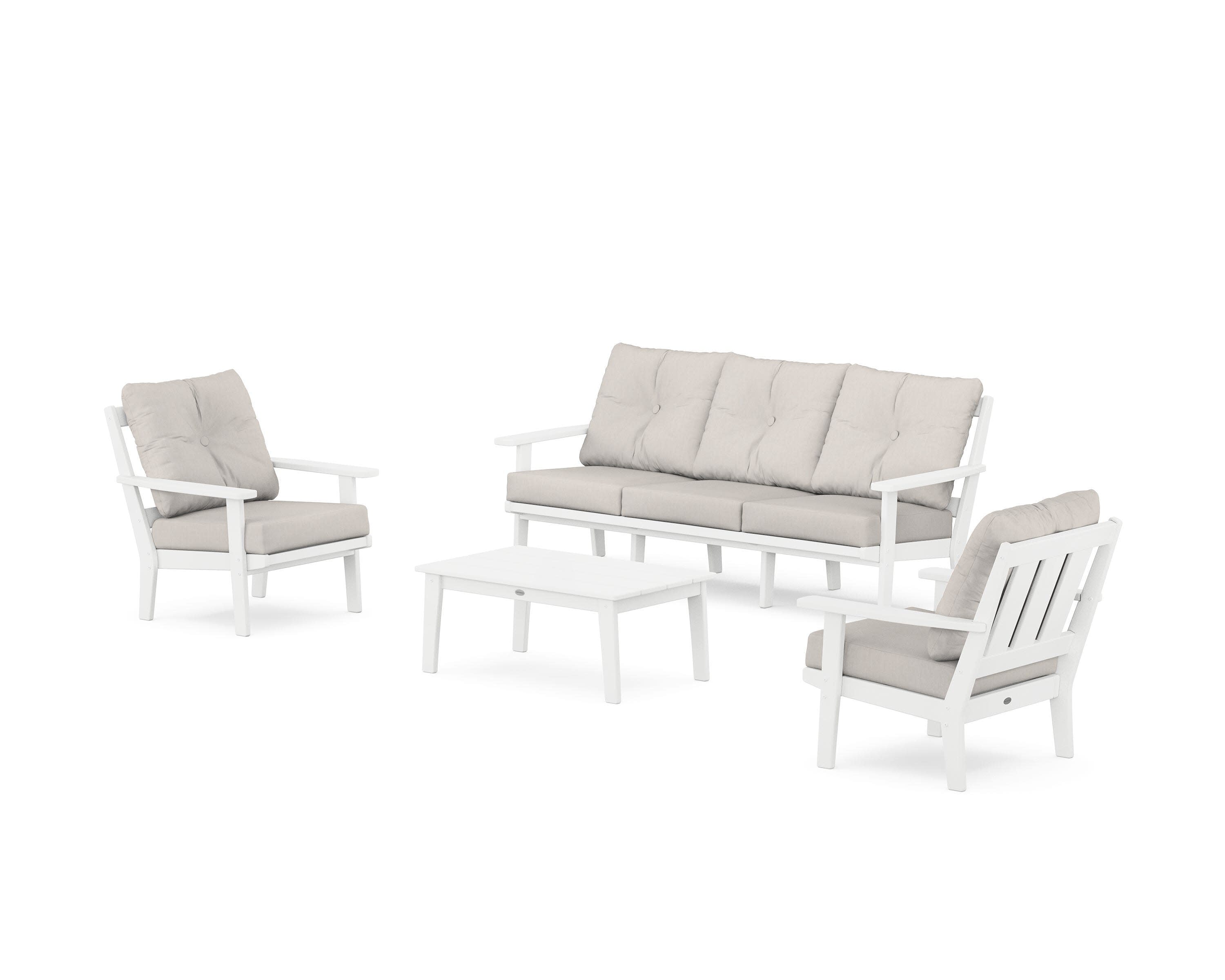 Oxford 4-Piece Deep Seating Set with Sofa in White / Cast Ash