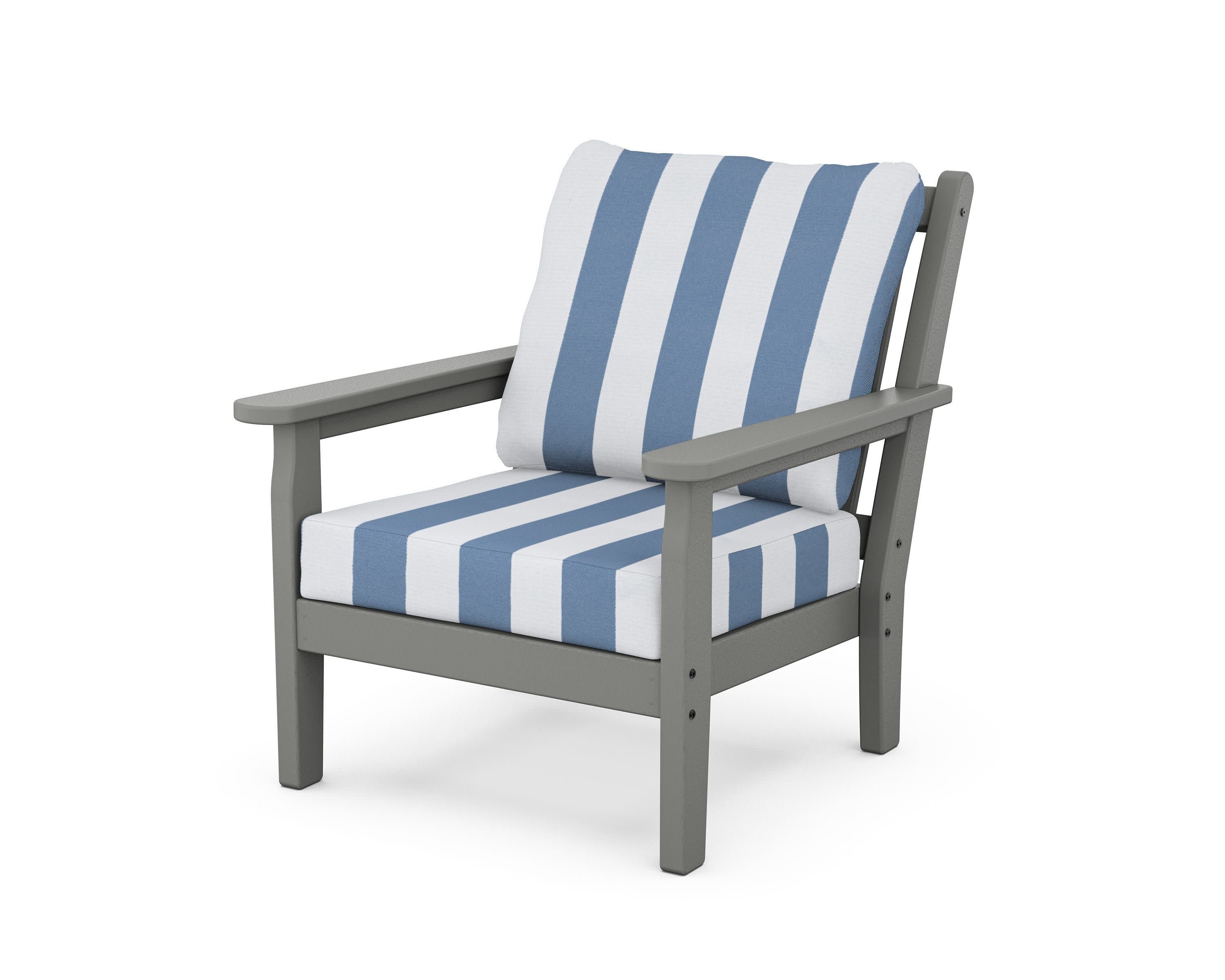 Chippendale Deep Seating Chair in Slate Grey / Cabana Stripe Sky Blue