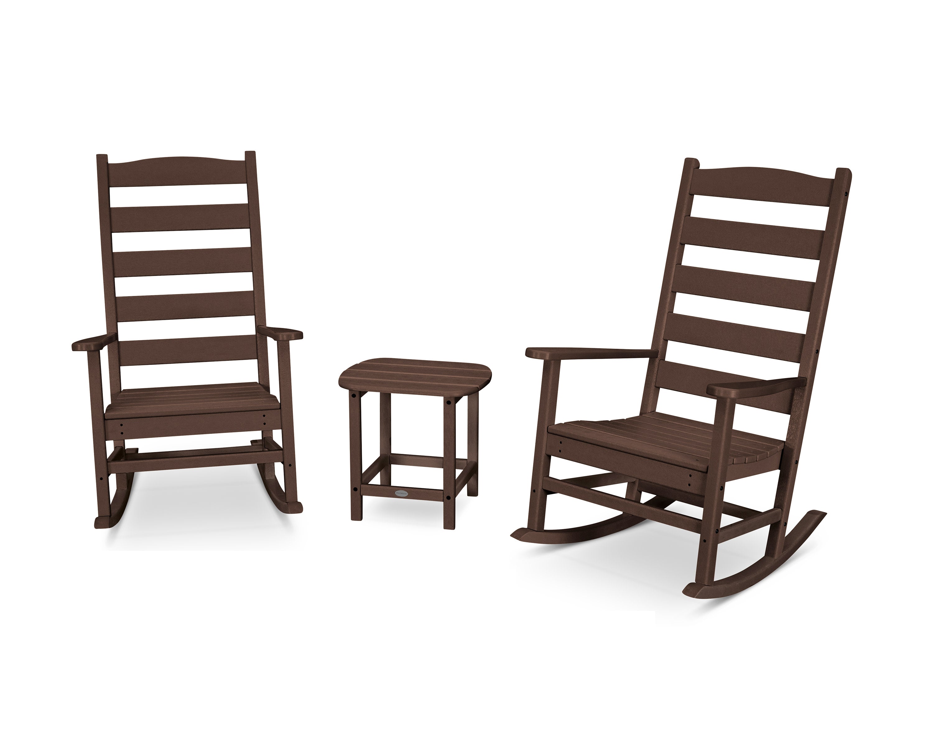 Shaker 3-Piece Porch Rocking Chair Set in Mahogany