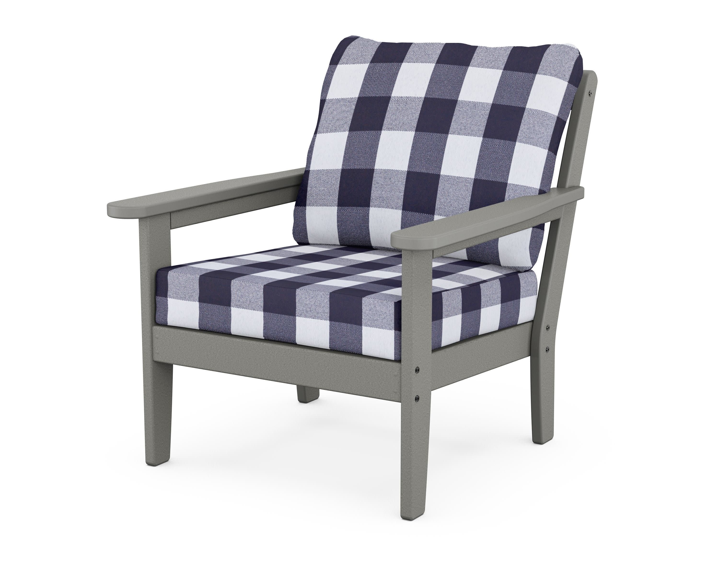 Cottage Deep Seating Chair in Slate Grey / Buffalo Plaid Navy