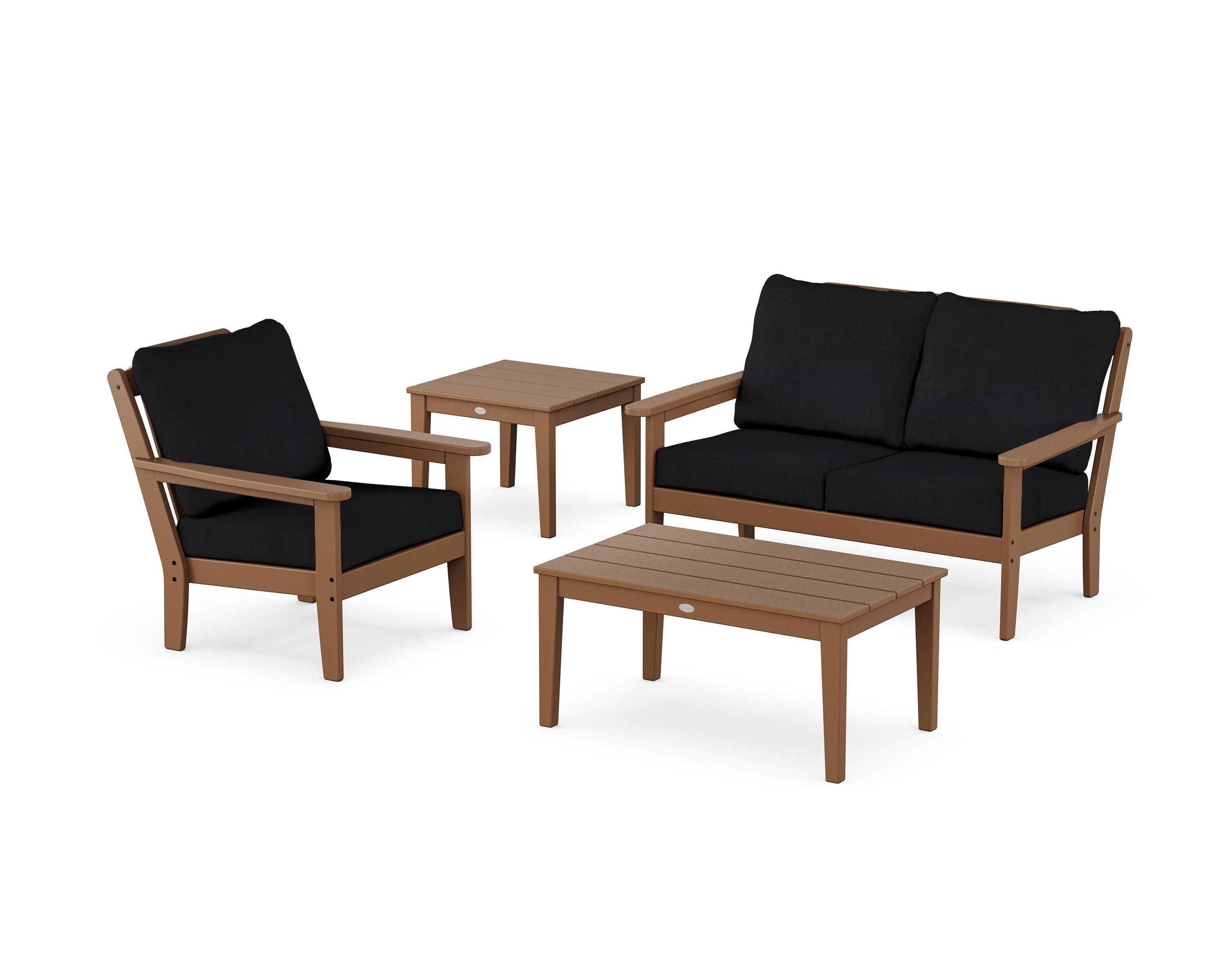 Wovendale 4-Piece Deep Seating Set in Teak / Midnight Linen