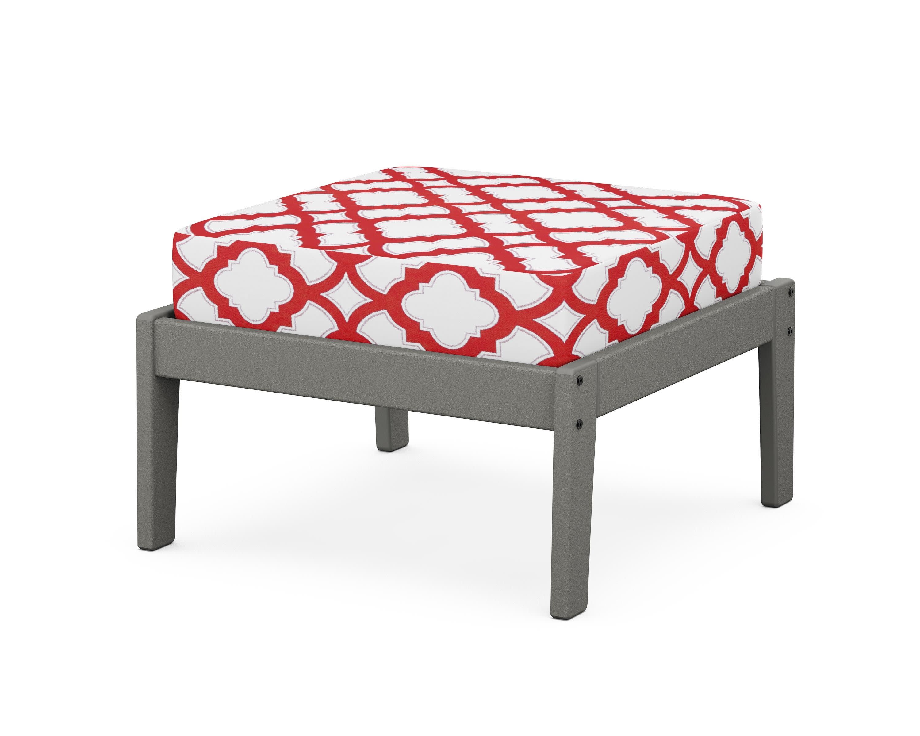 Deep Seating Ottoman in Slate Grey / Trellis Crimson