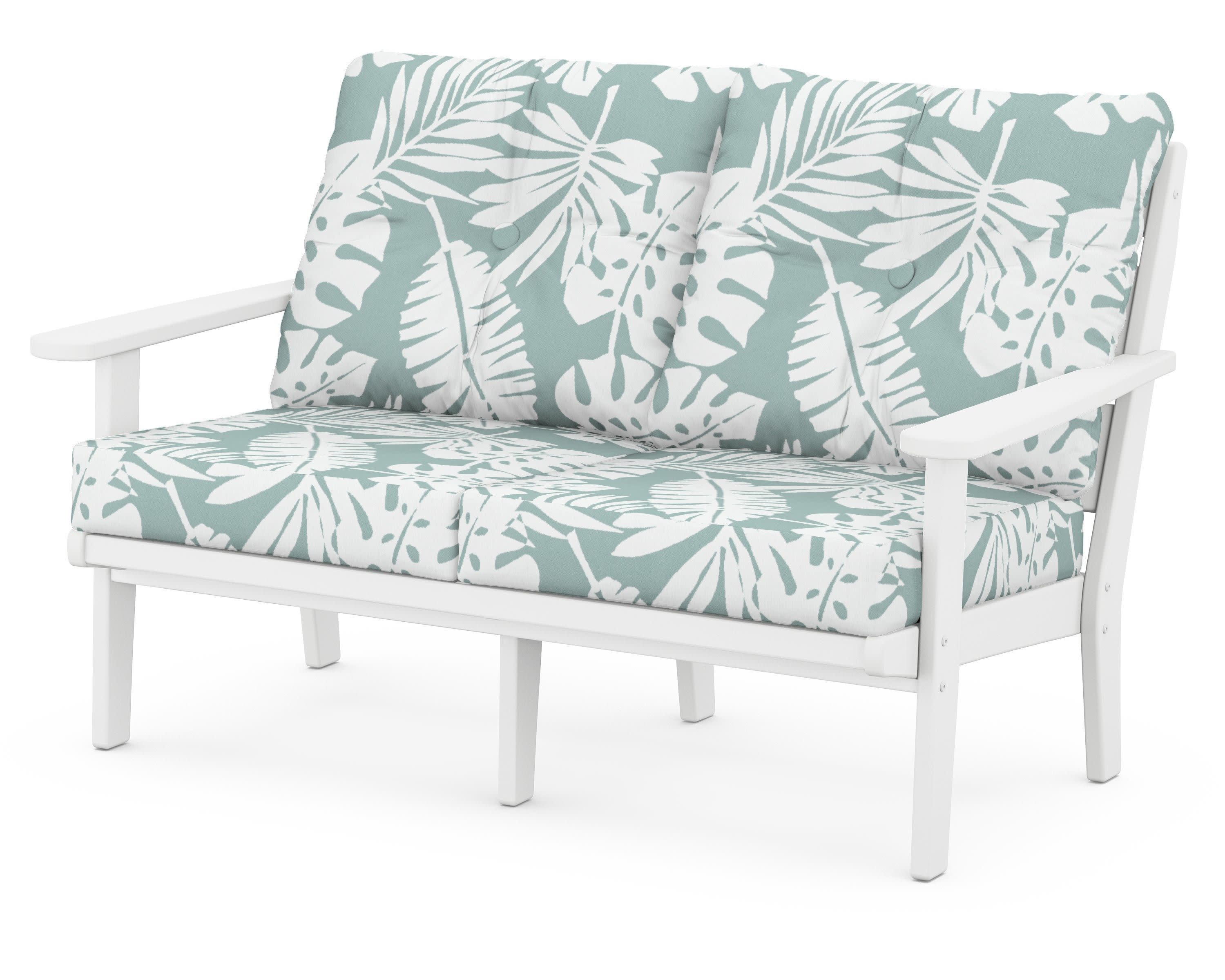 Lakeside Deep Seating Loveseat in White / Leaf Glacier Spa