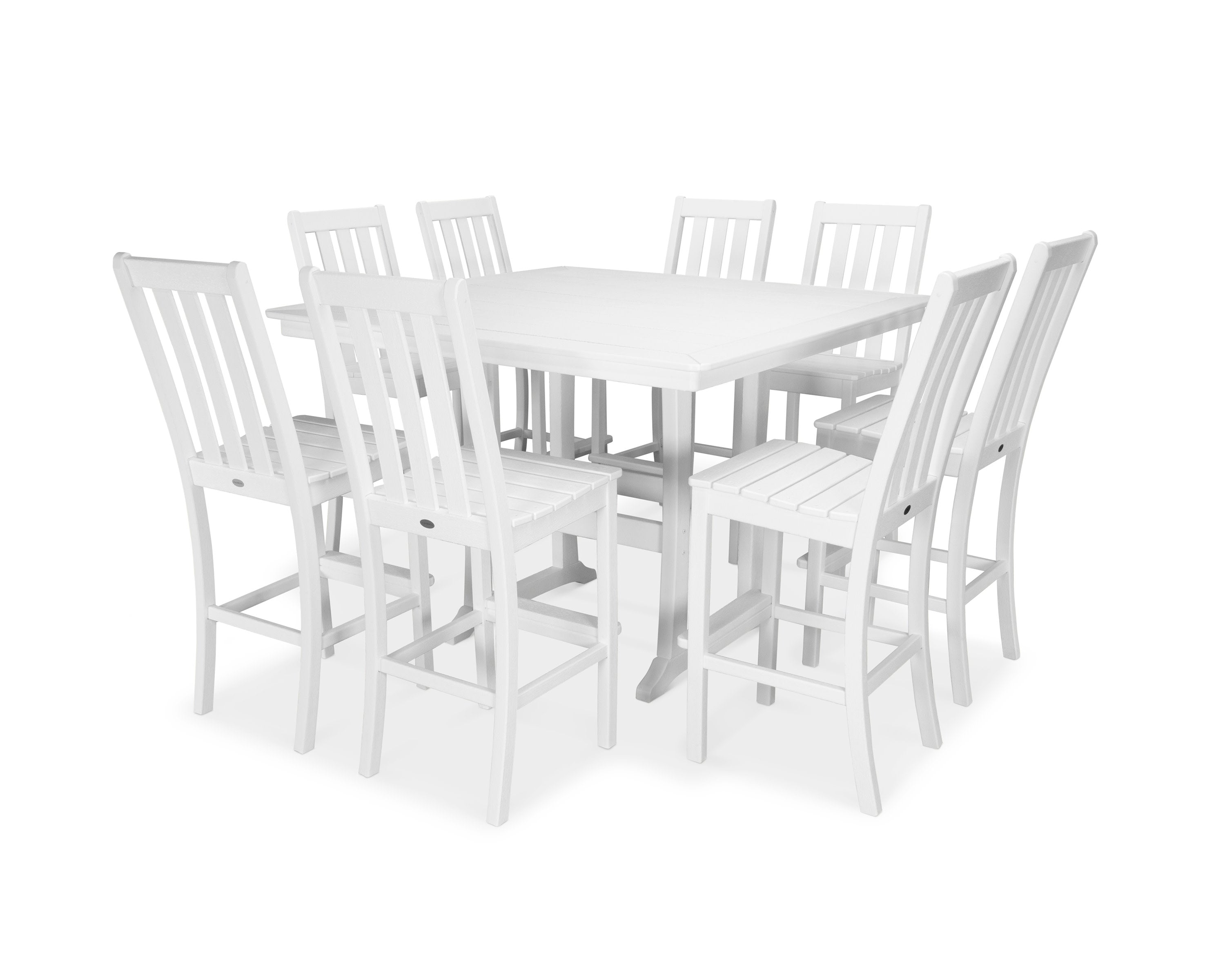 Vineyard 9-Piece Nautical Trestle Bar Set in Vintage White