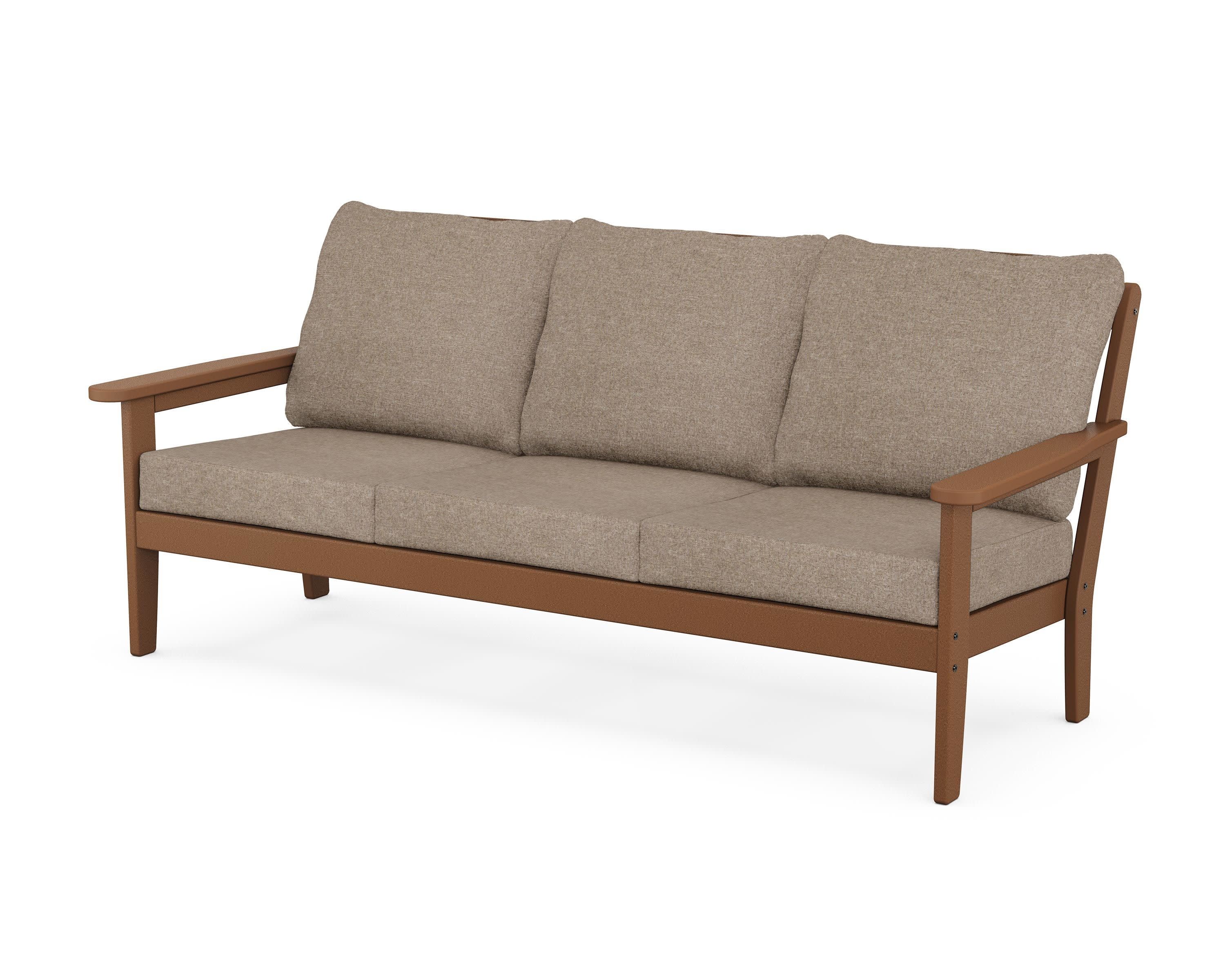 Cottage Deep Seating Sofa in Teak / Spiced Burlap