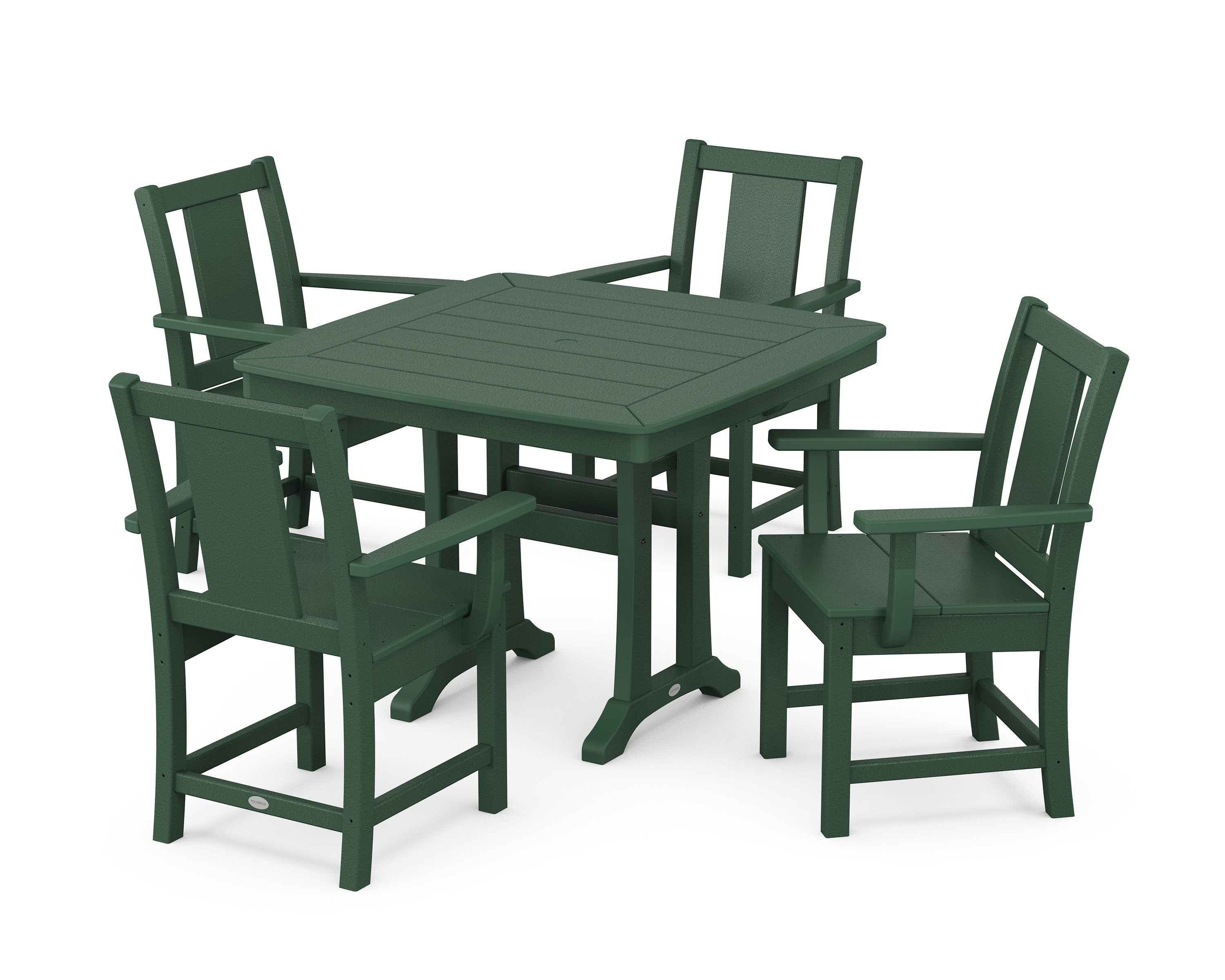 Prairie 5-Piece Dining Set with Trestle Legs in Green
