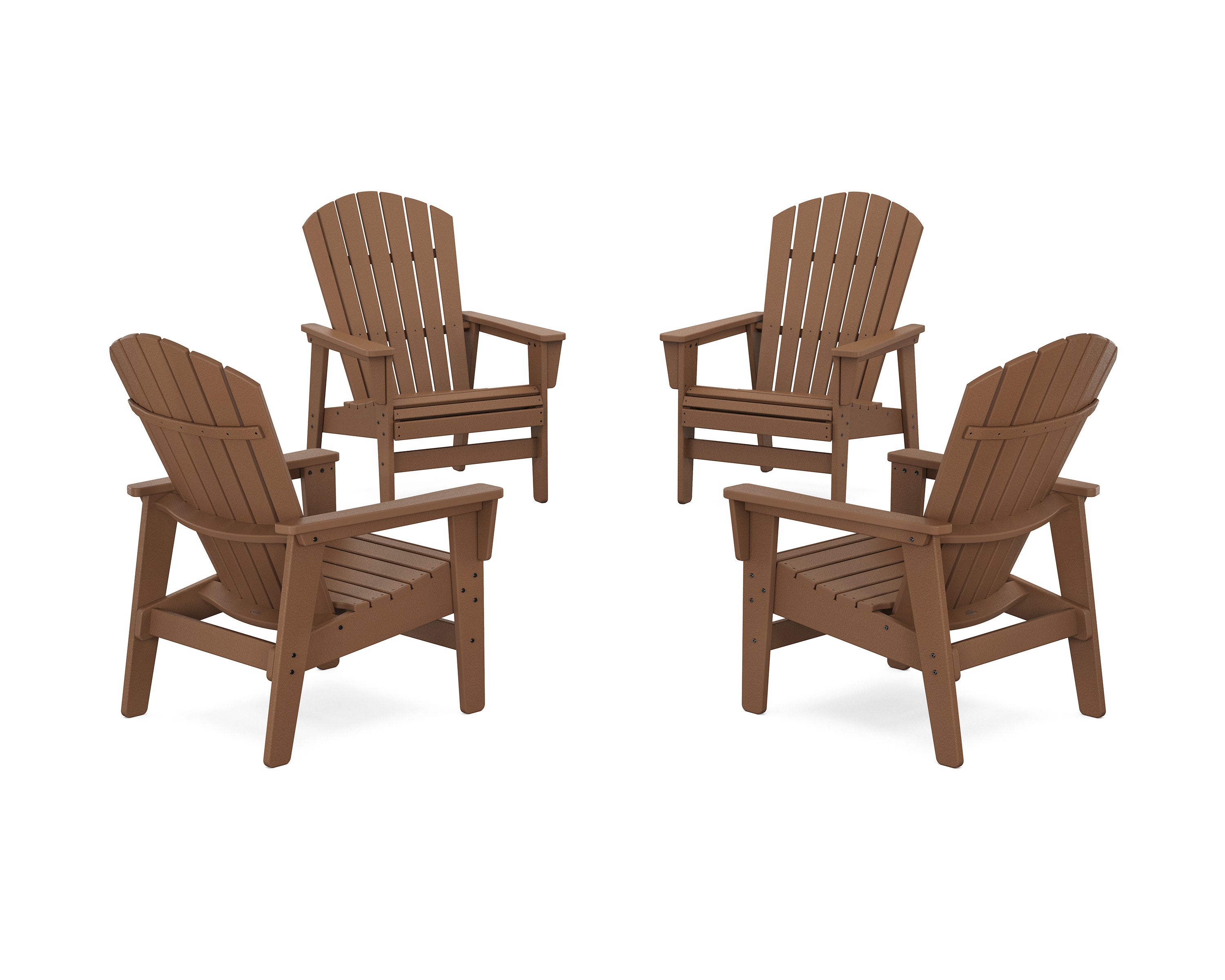4-Piece Nautical Grand Upright Adirondack Chair Conversation Set in Teak